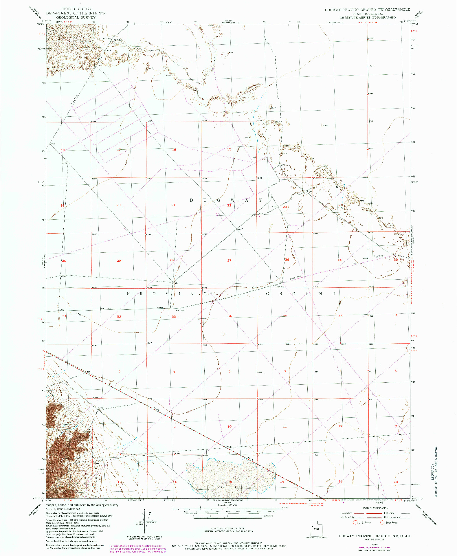 USGS 1:24000-SCALE QUADRANGLE FOR DUGWAY PROVING GROUND NW, UT 1954