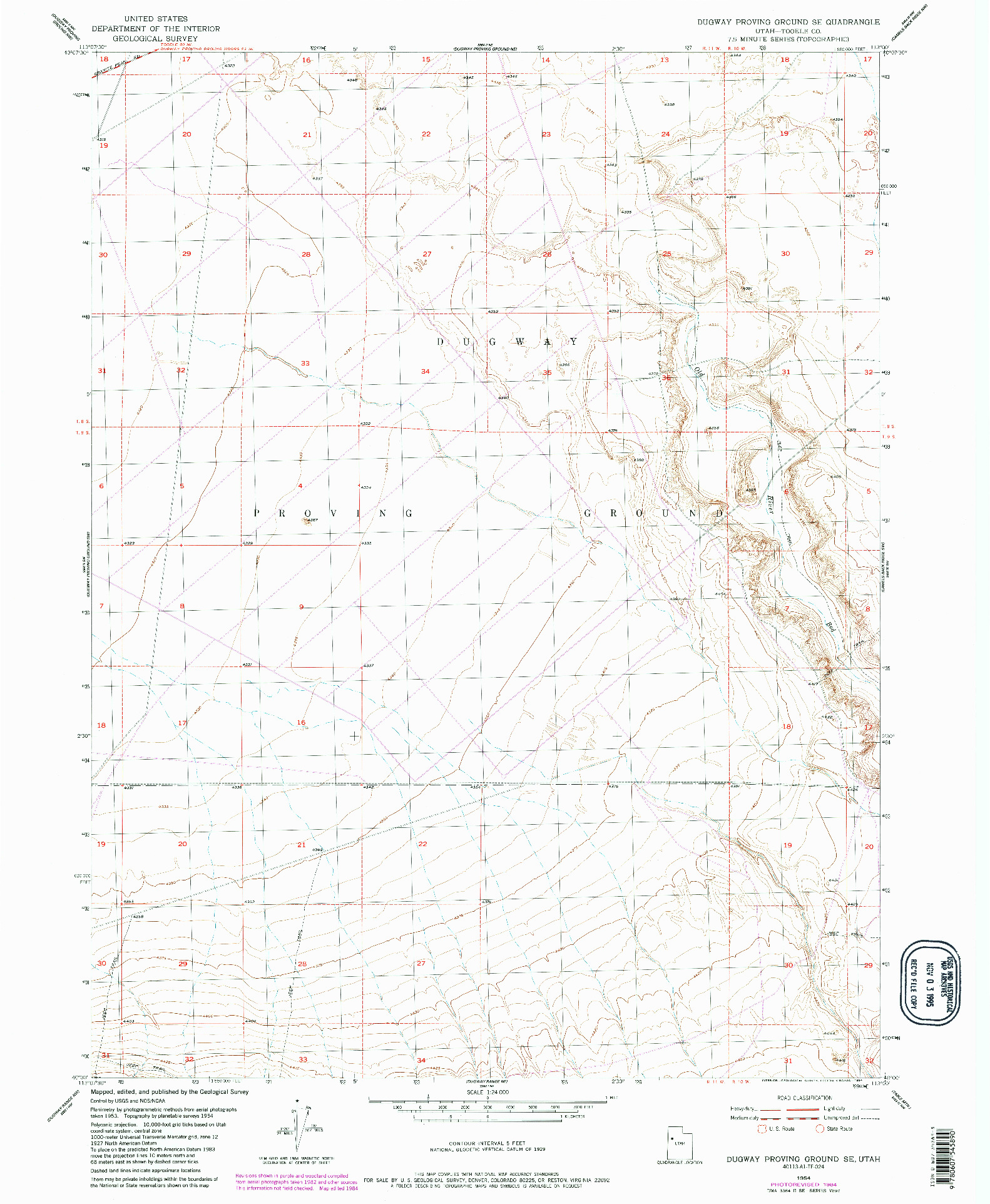 USGS 1:24000-SCALE QUADRANGLE FOR DUGWAY PROVING GROUND SE, UT 1954