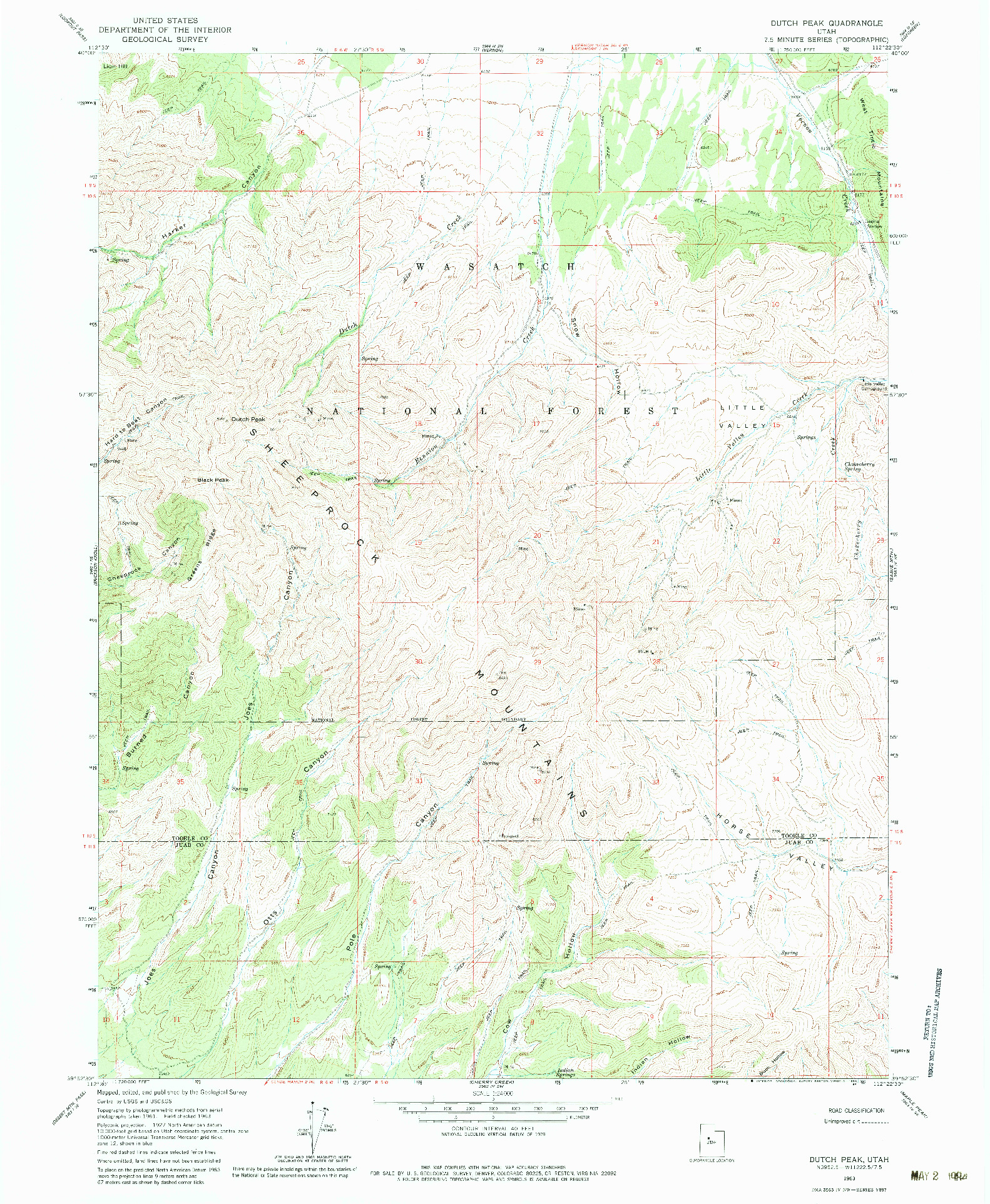 USGS 1:24000-SCALE QUADRANGLE FOR DUTCH PEAK, UT 1963