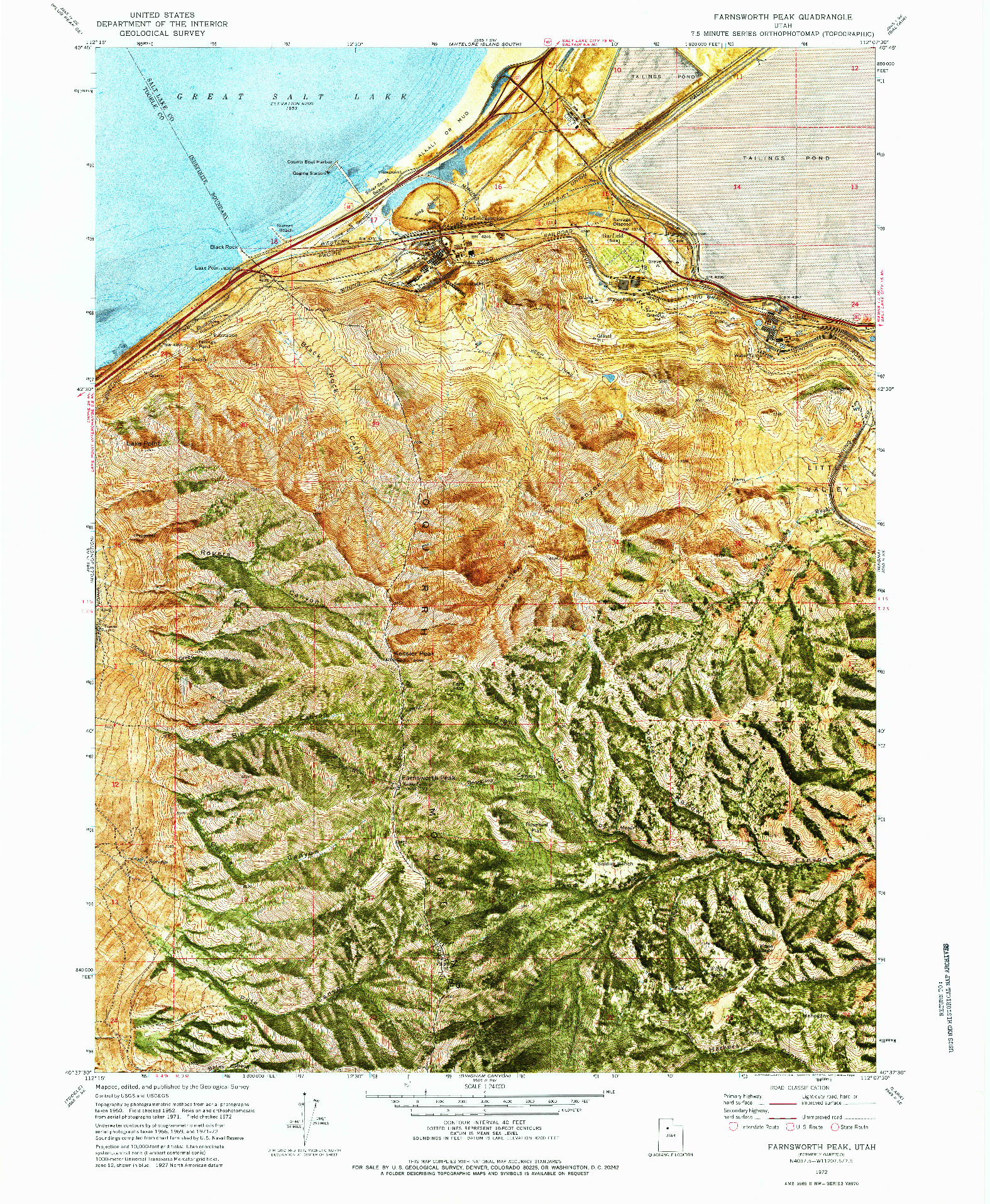 USGS 1:24000-SCALE QUADRANGLE FOR FARNSWORTH PEAK, UT 1972