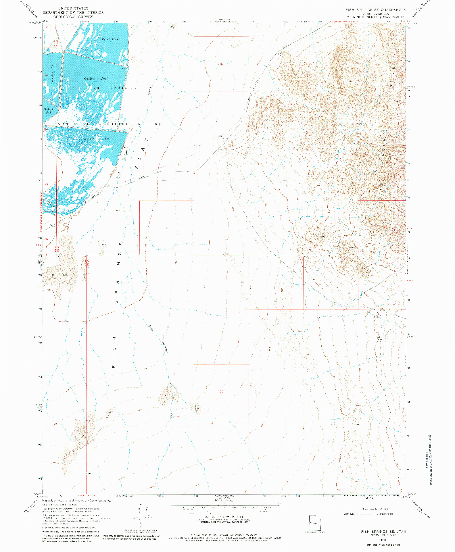 USGS 1:24000-SCALE QUADRANGLE FOR FISH SPRINGS SE, UT 1967