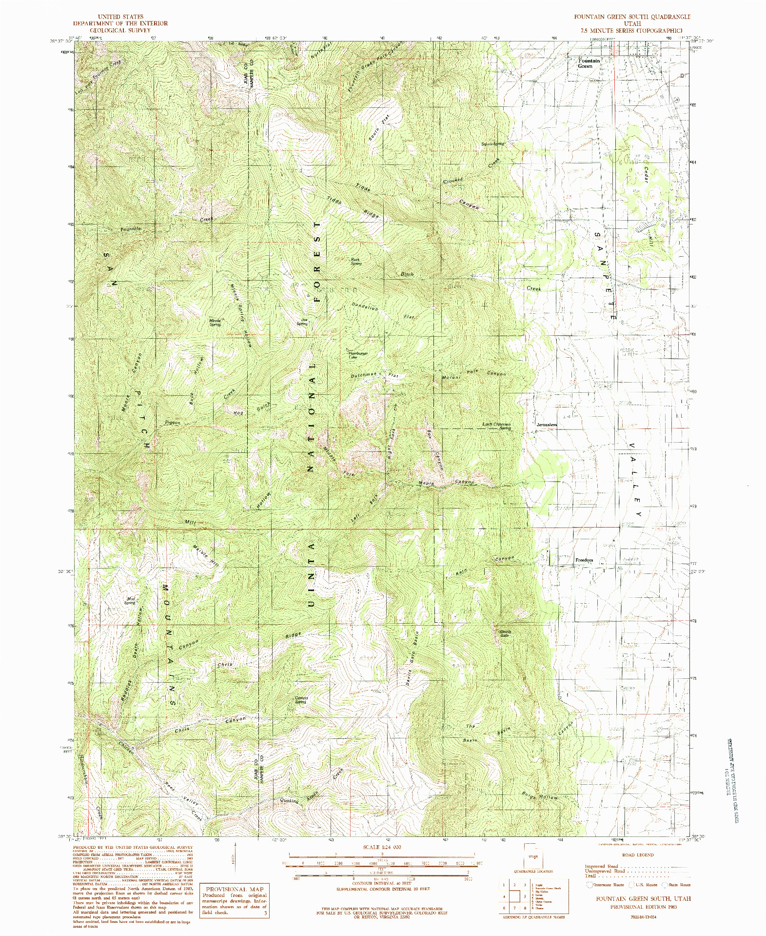 USGS 1:24000-SCALE QUADRANGLE FOR FOUNTAIN GREEN SOUTH, UT 1983