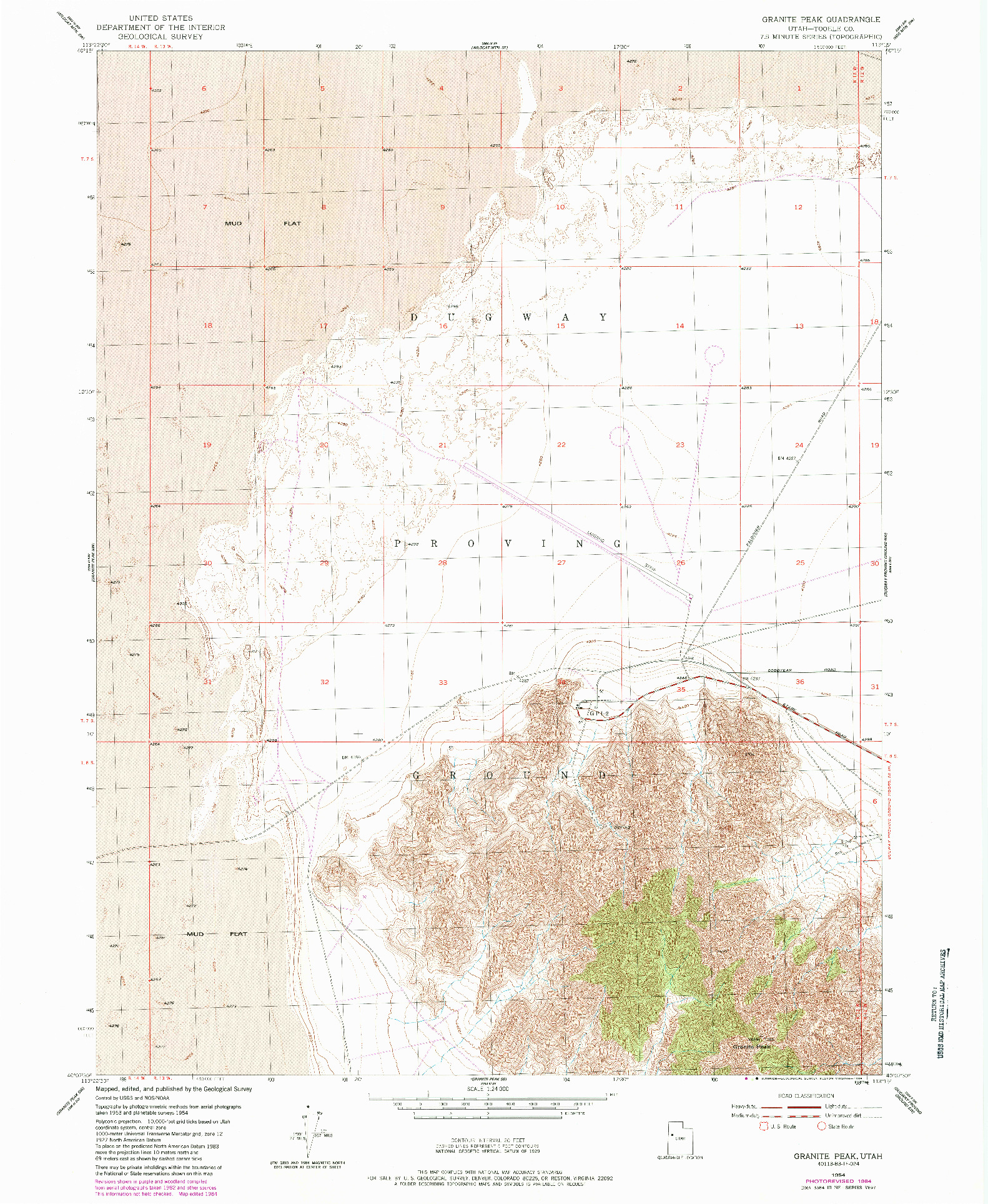 USGS 1:24000-SCALE QUADRANGLE FOR GRANITE PEAK, UT 1954