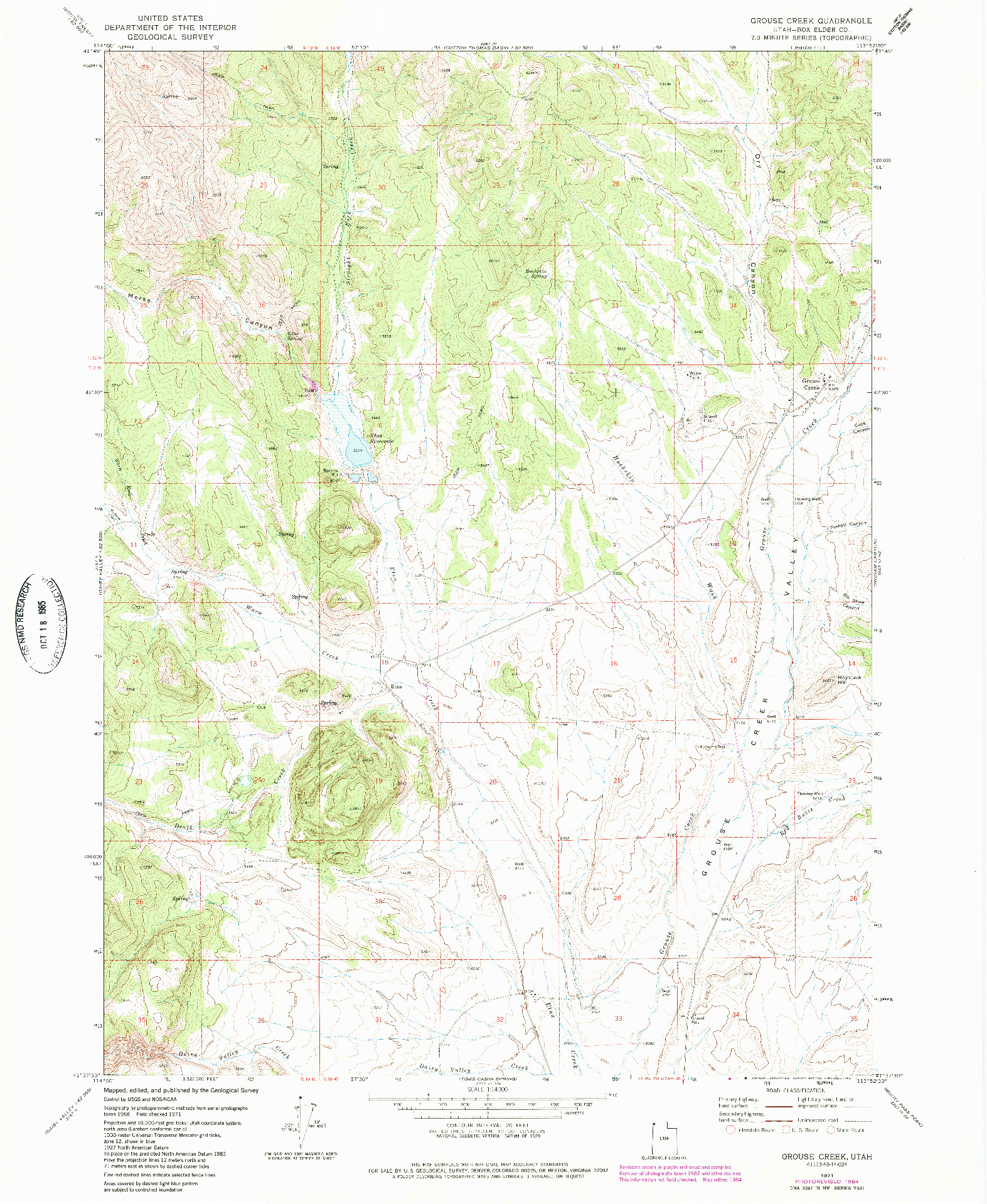 USGS 1:24000-SCALE QUADRANGLE FOR GROUSE CREEK, UT 1971