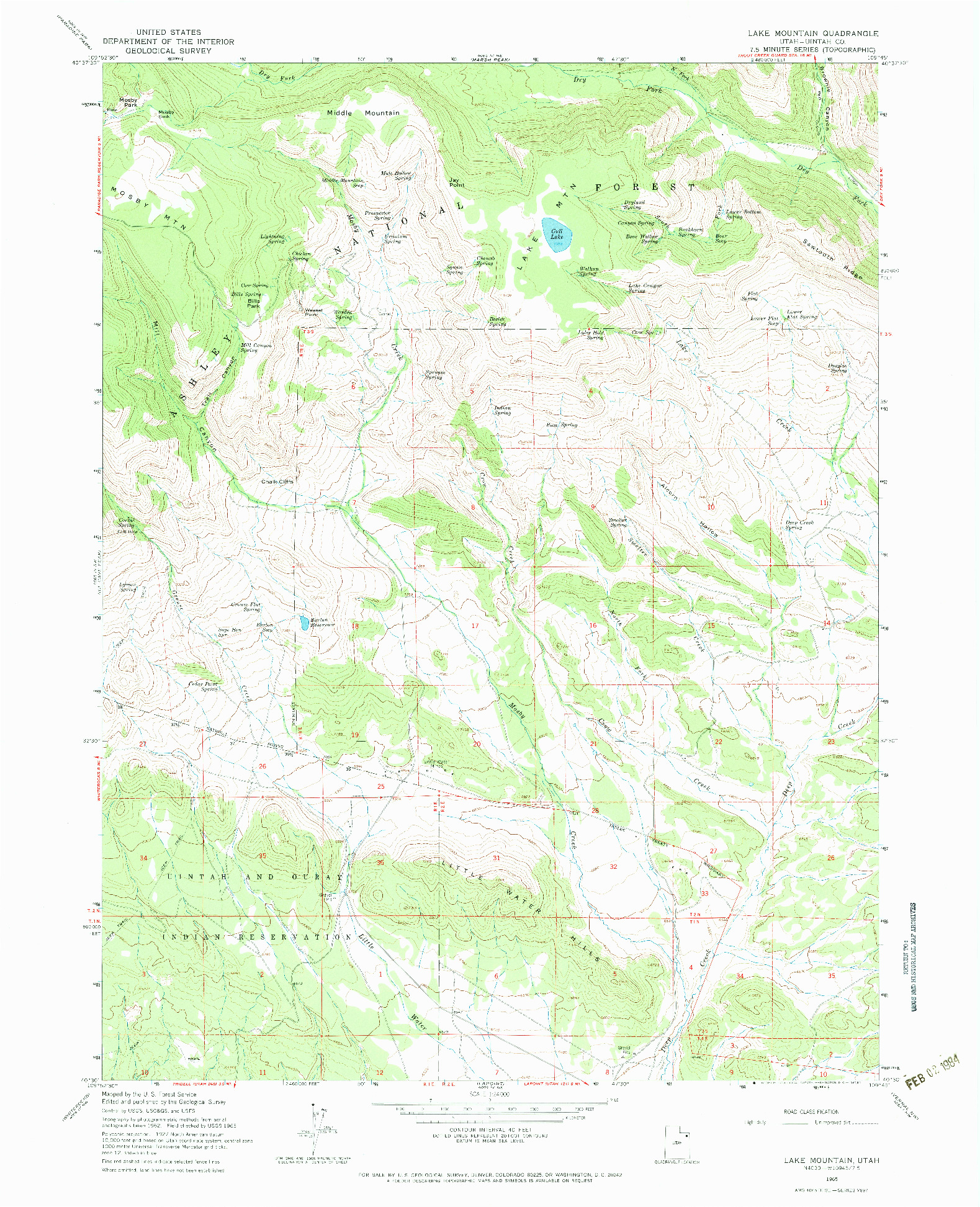 USGS 1:24000-SCALE QUADRANGLE FOR LAKE MOUNTAIN, UT 1965