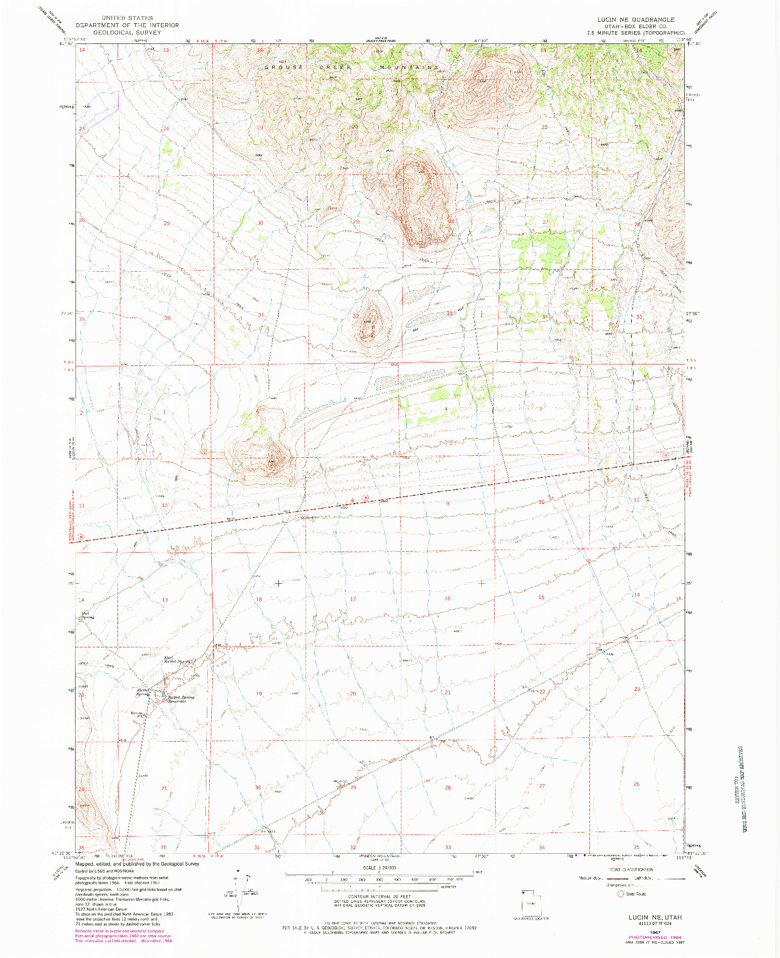 USGS 1:24000-SCALE QUADRANGLE FOR LUCIN NE, UT 1967