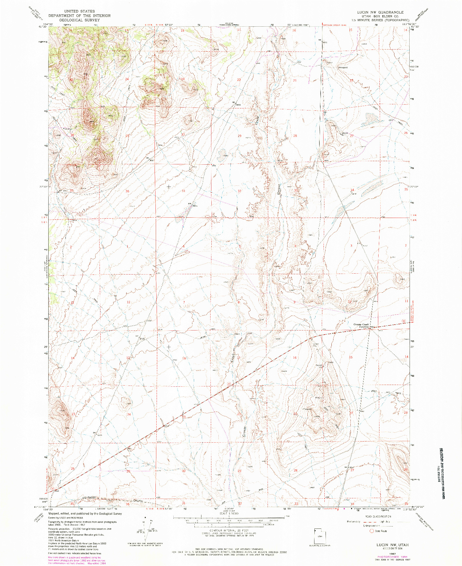 USGS 1:24000-SCALE QUADRANGLE FOR LUCIN NW, UT 1967