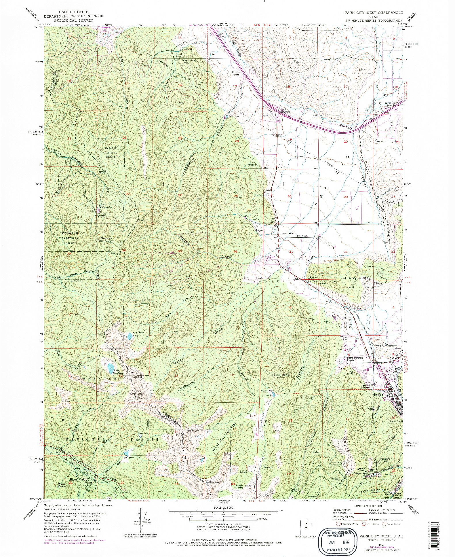 USGS 1:24000-SCALE QUADRANGLE FOR PARK CITY WEST, UT 1955