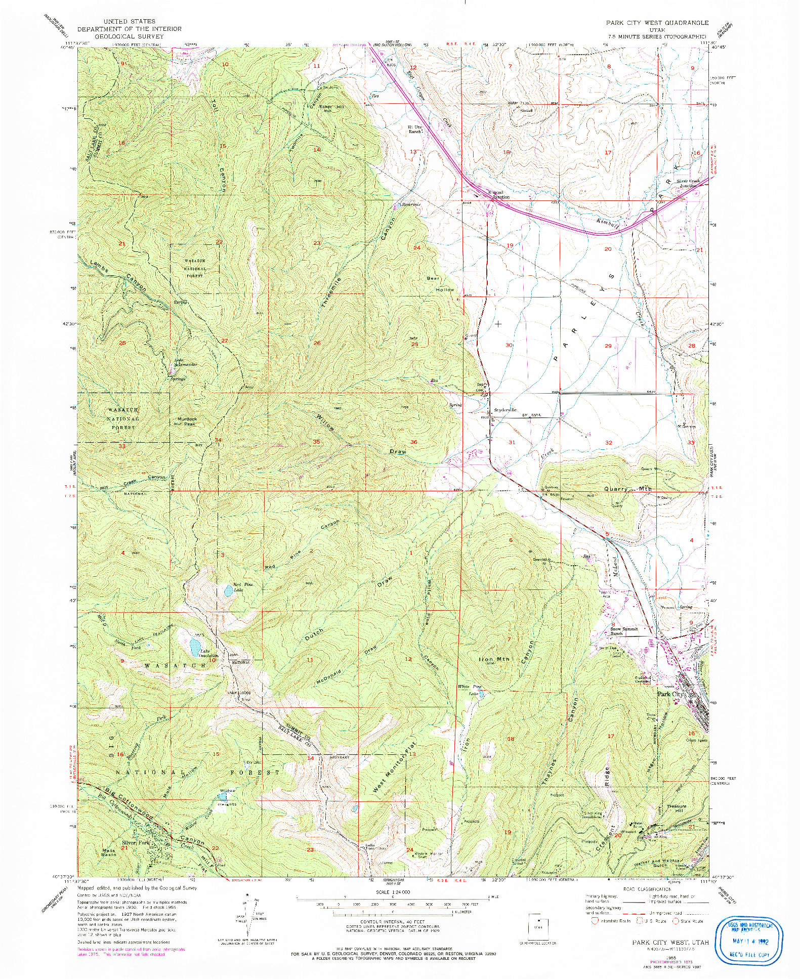 USGS 1:24000-SCALE QUADRANGLE FOR PARK CITY WEST, UT 1955