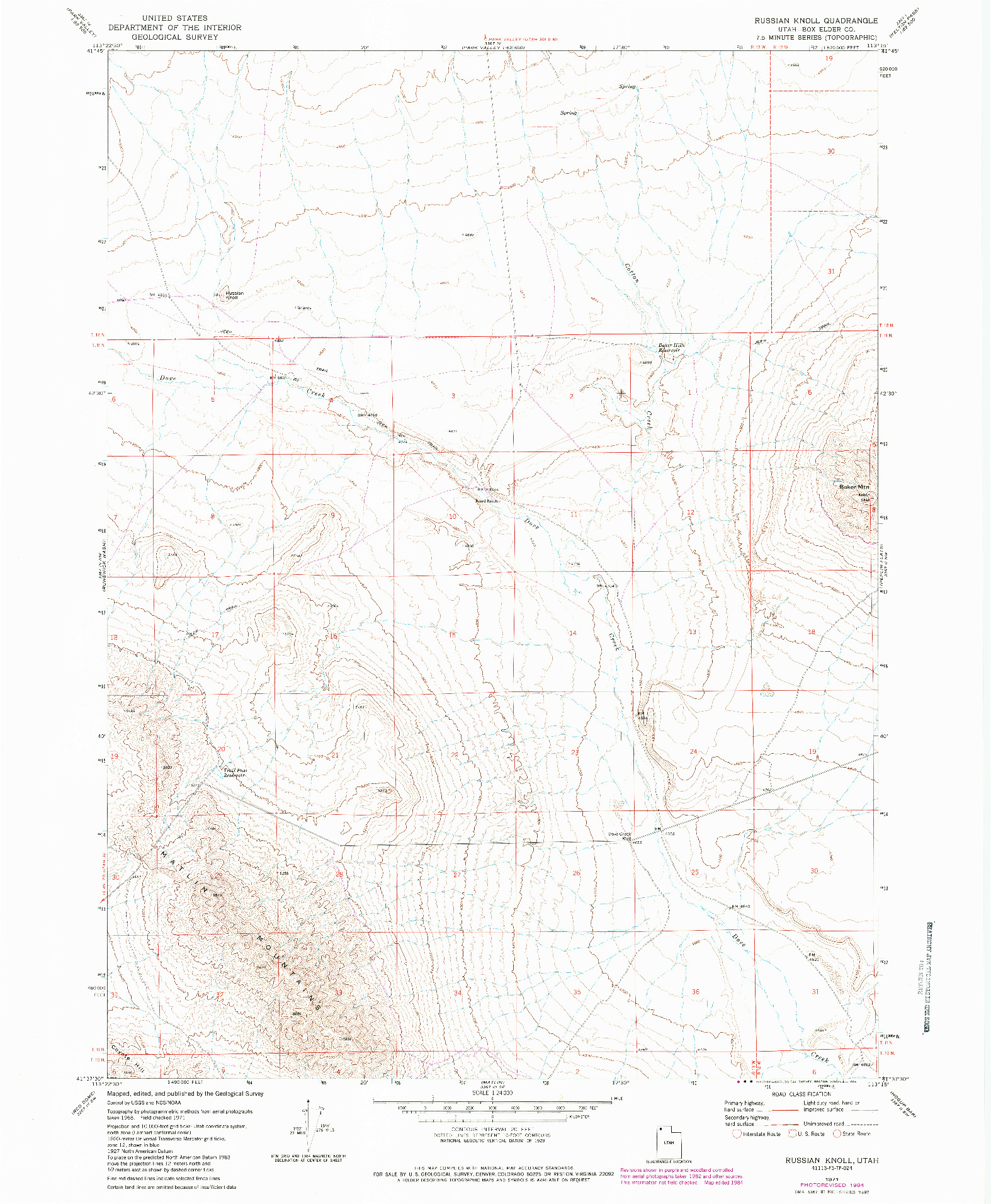 USGS 1:24000-SCALE QUADRANGLE FOR RUSSIAN KNOLL, UT 1971