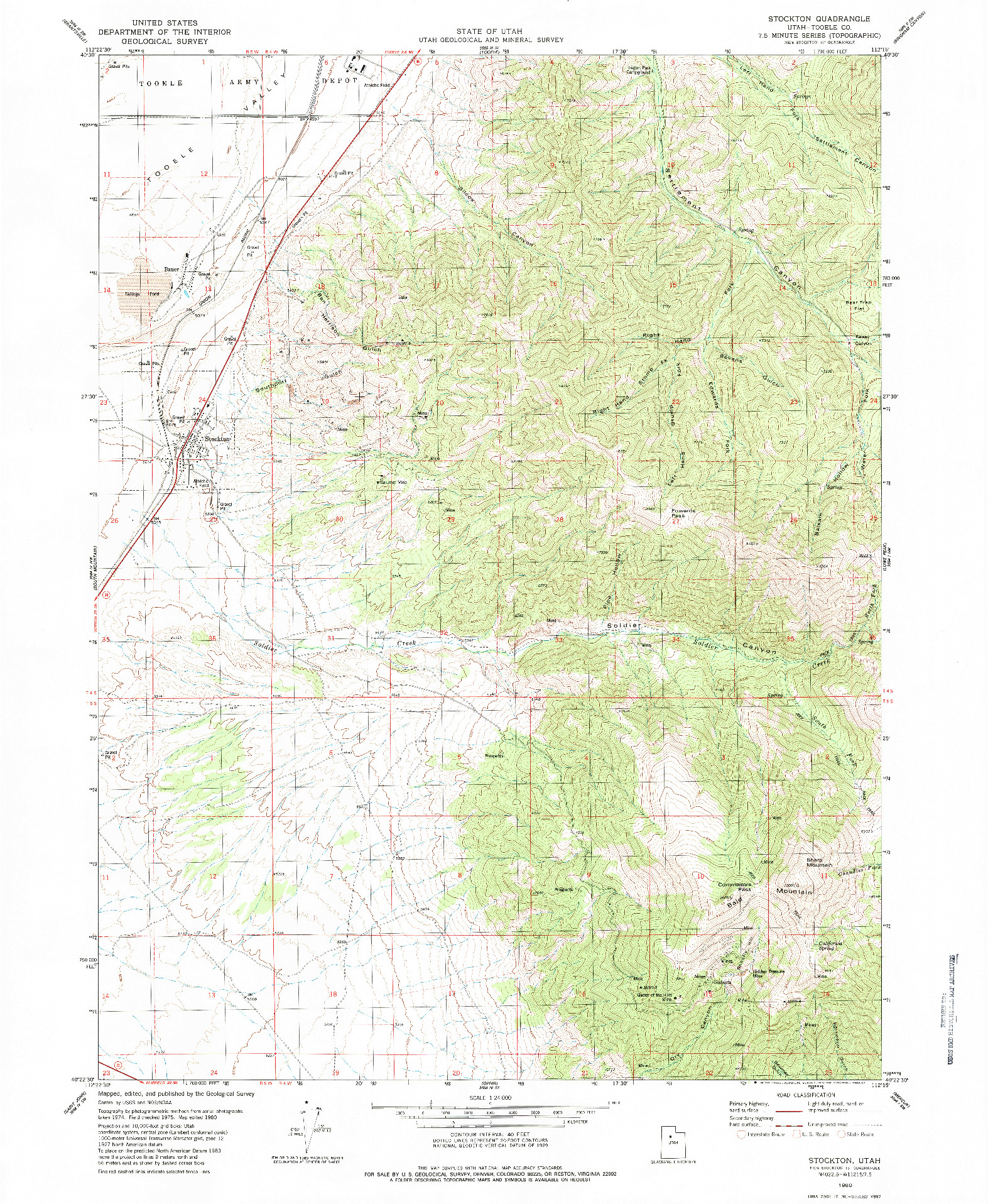 USGS 1:24000-SCALE QUADRANGLE FOR STOCKTON, UT 1980