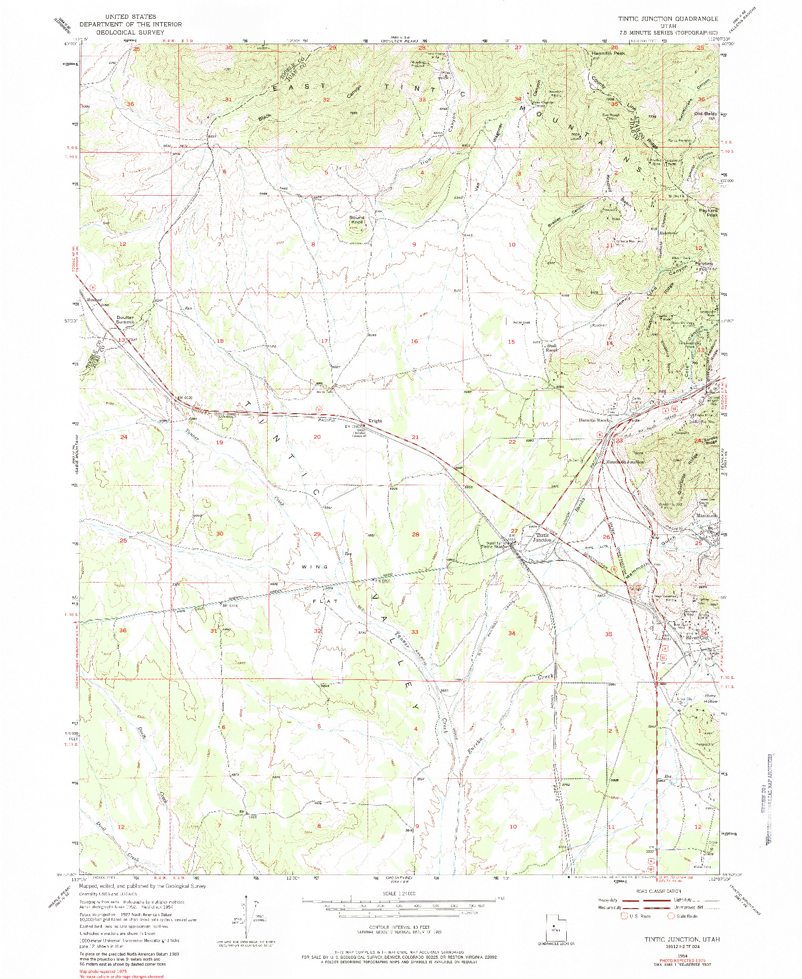 USGS 1:24000-SCALE QUADRANGLE FOR TINTIC JUNCTION, UT 1954