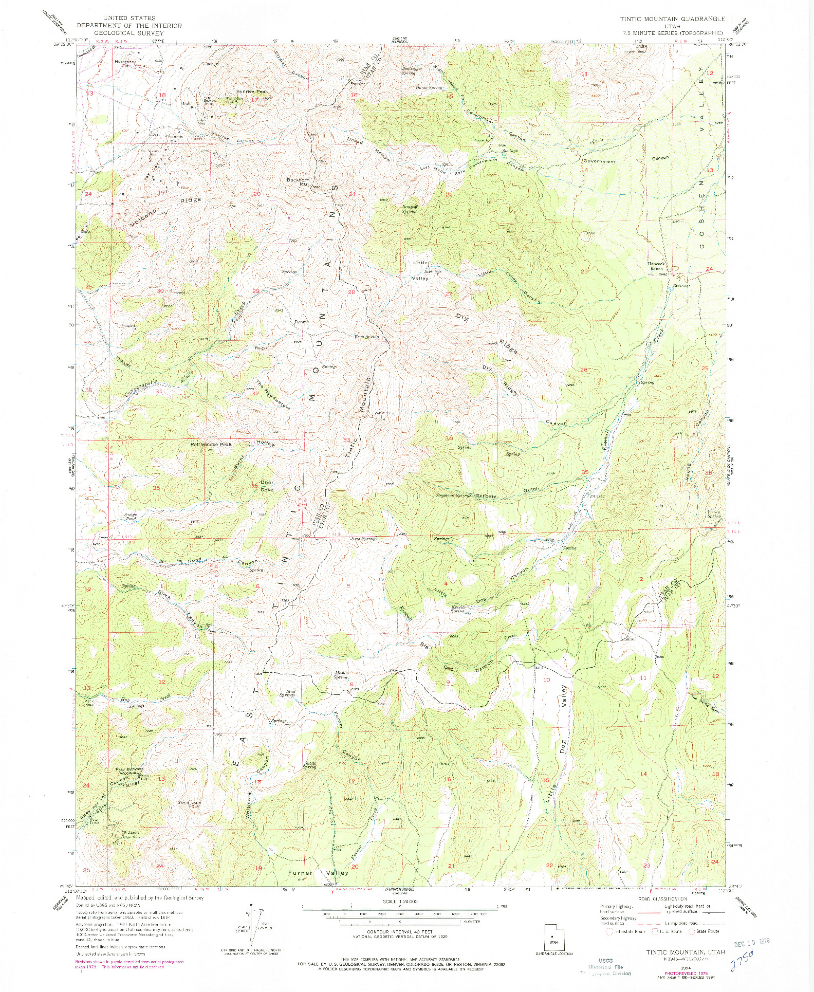 USGS 1:24000-SCALE QUADRANGLE FOR TINTIC MOUNTAIN, UT 1954