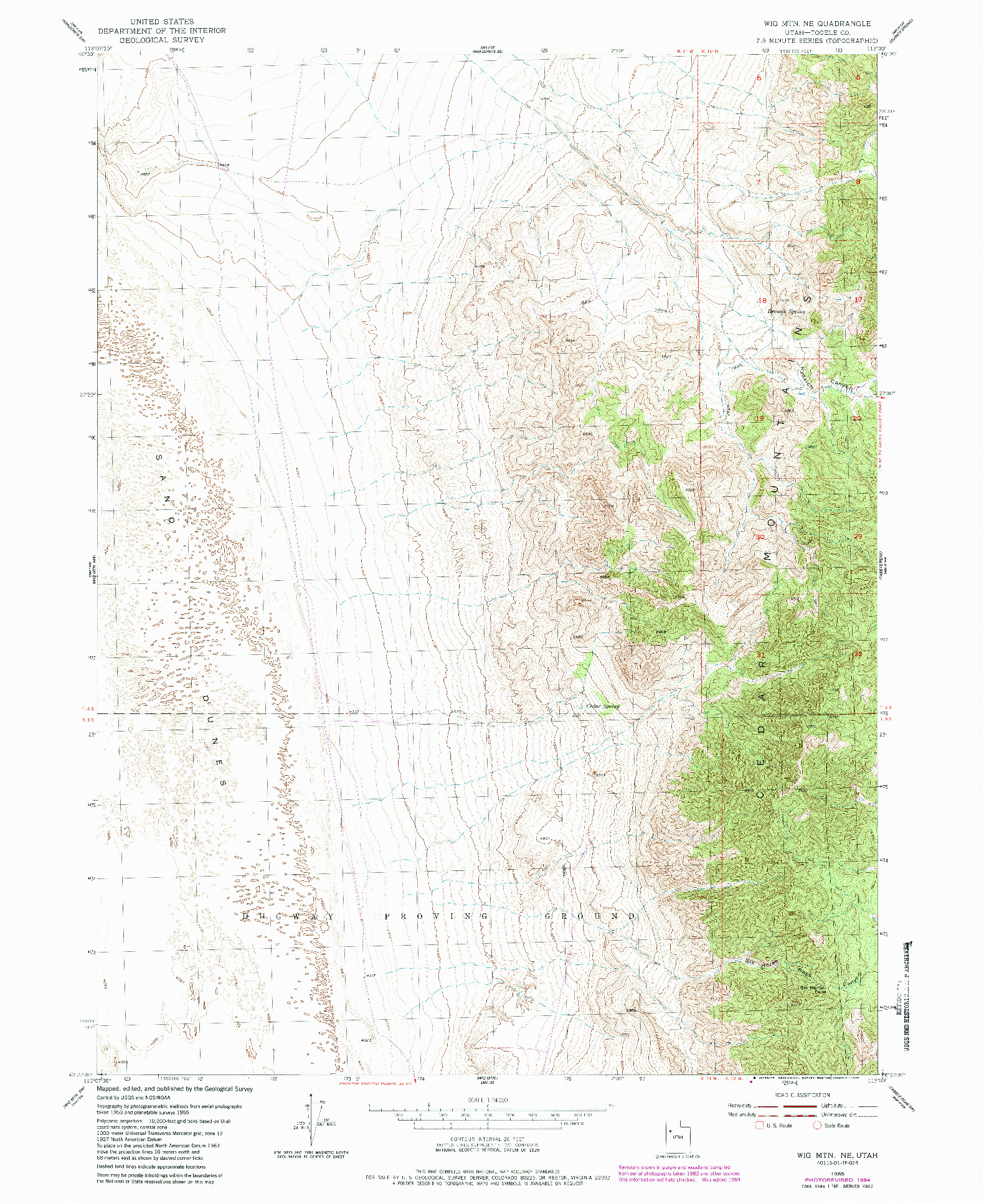 USGS 1:24000-SCALE QUADRANGLE FOR WIG MTN NE, UT 1955