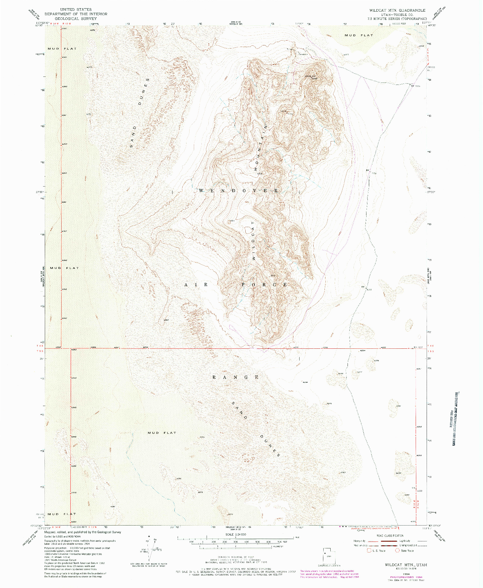 USGS 1:24000-SCALE QUADRANGLE FOR WILDCAT MTN, UT 1954