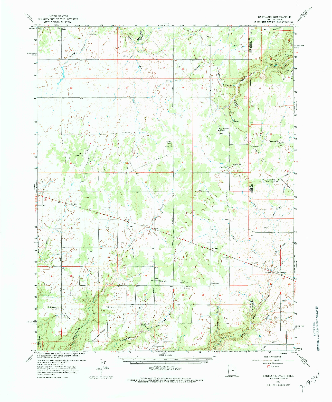 USGS 1:62500-SCALE QUADRANGLE FOR EASTLAND, UT 1957