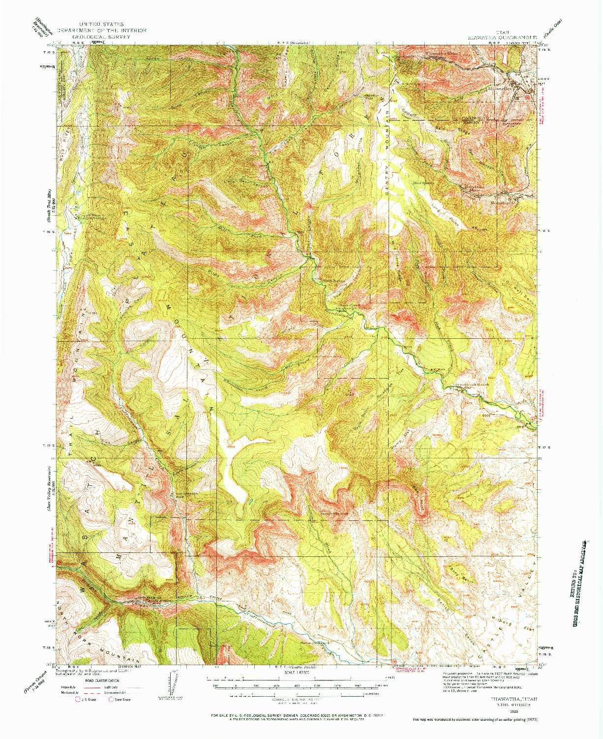 USGS 1:62500-SCALE QUADRANGLE FOR HIAWATHA, UT 1923