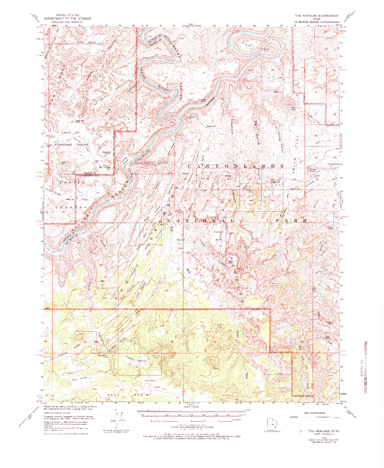 USGS 1:62500-SCALE QUADRANGLE FOR THE NEEDLES, UT 1953