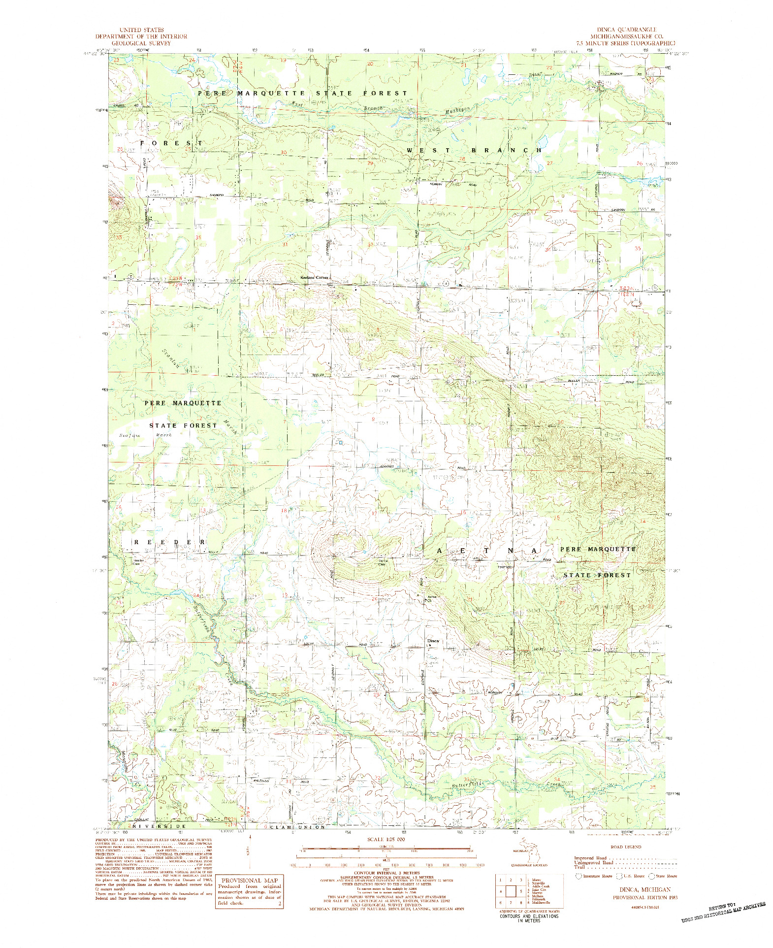 USGS 1:25000-SCALE QUADRANGLE FOR DINCA, MI 1983