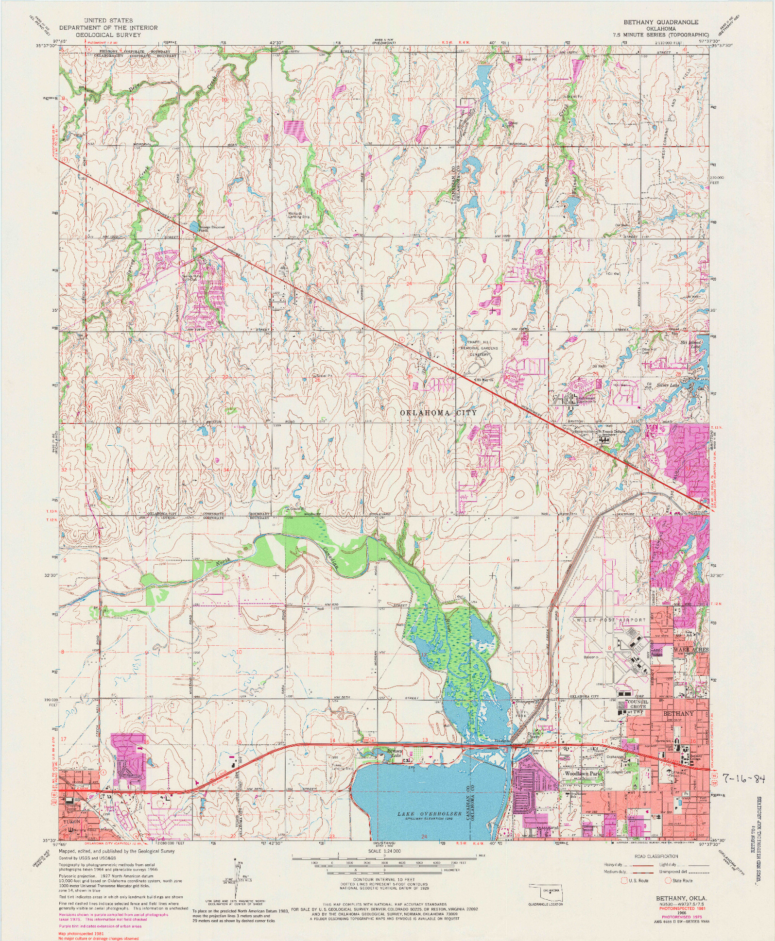 USGS 1:24000-SCALE QUADRANGLE FOR BETHANY, OK 1966