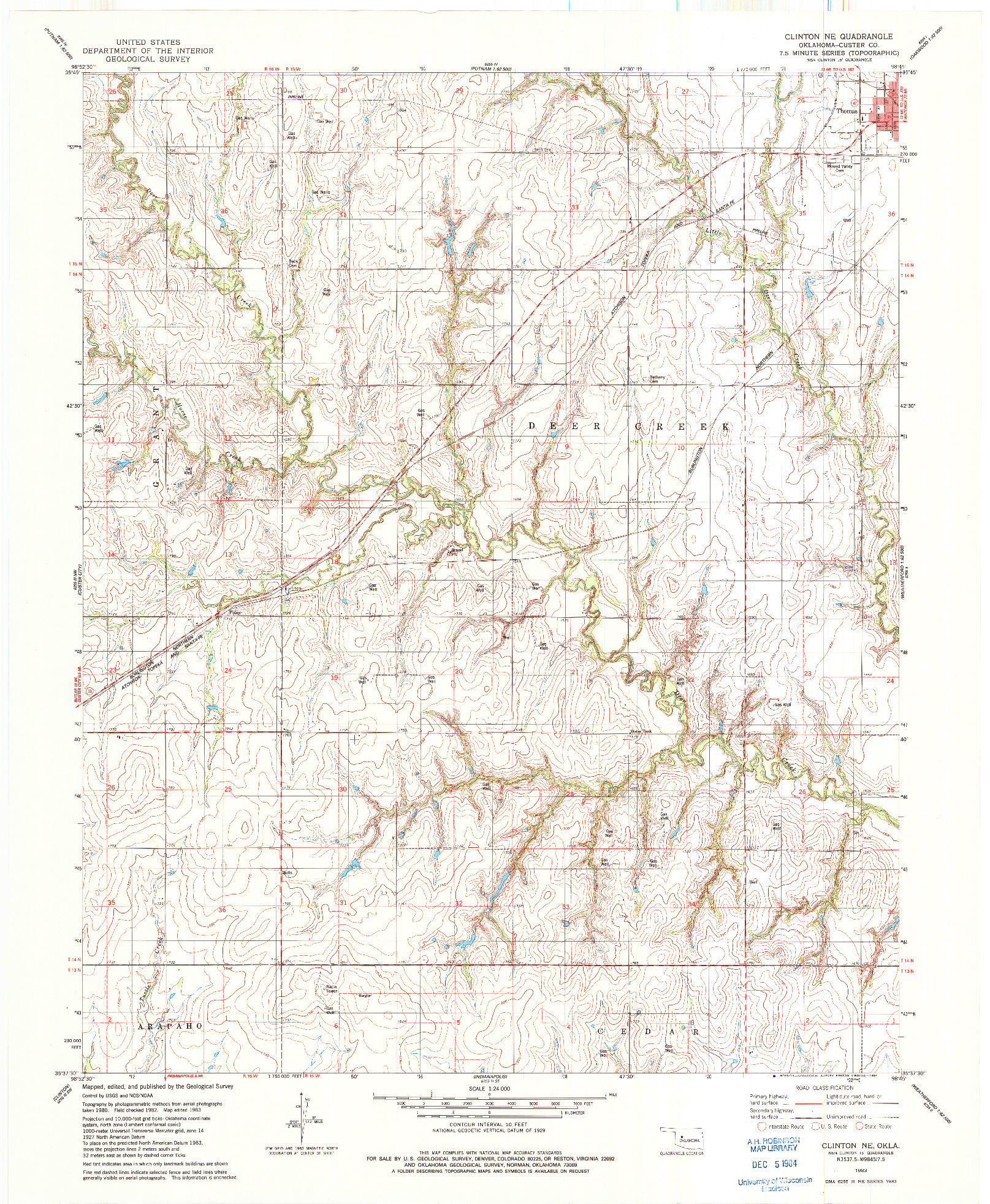 USGS 1:24000-SCALE QUADRANGLE FOR CLINTON NE, OK 1983