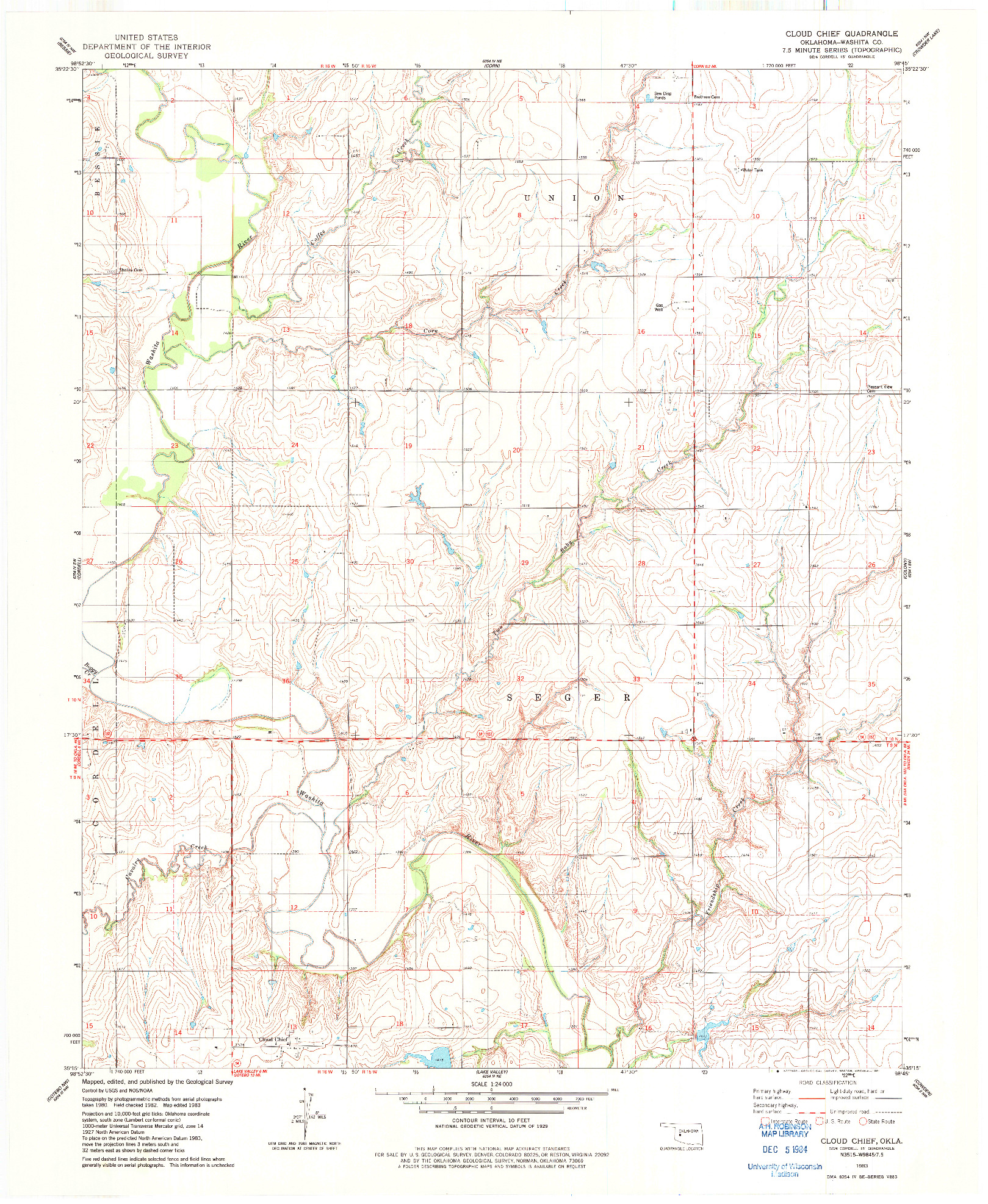 USGS 1:24000-SCALE QUADRANGLE FOR CLOUD CHIEF, OK 1983