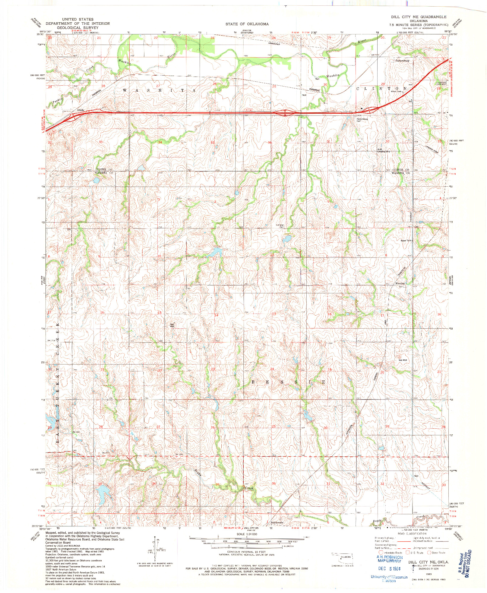 USGS 1:24000-SCALE QUADRANGLE FOR DILL CITY NE, OK 1983