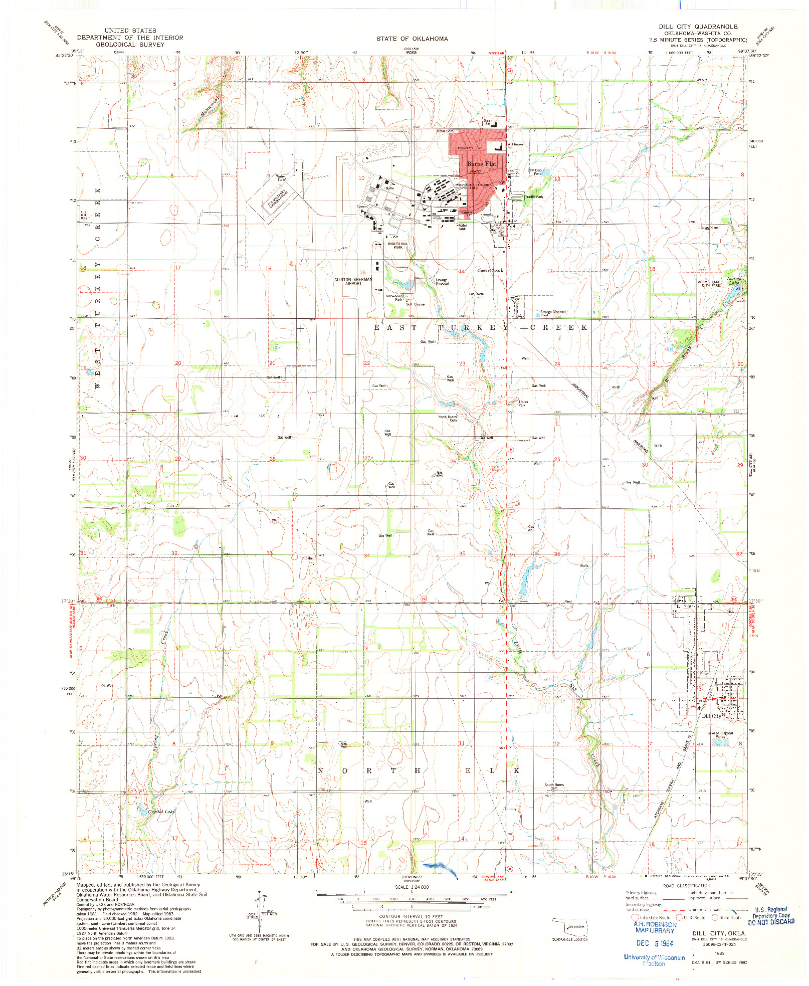 USGS 1:24000-SCALE QUADRANGLE FOR DILL CITY, OK 1983
