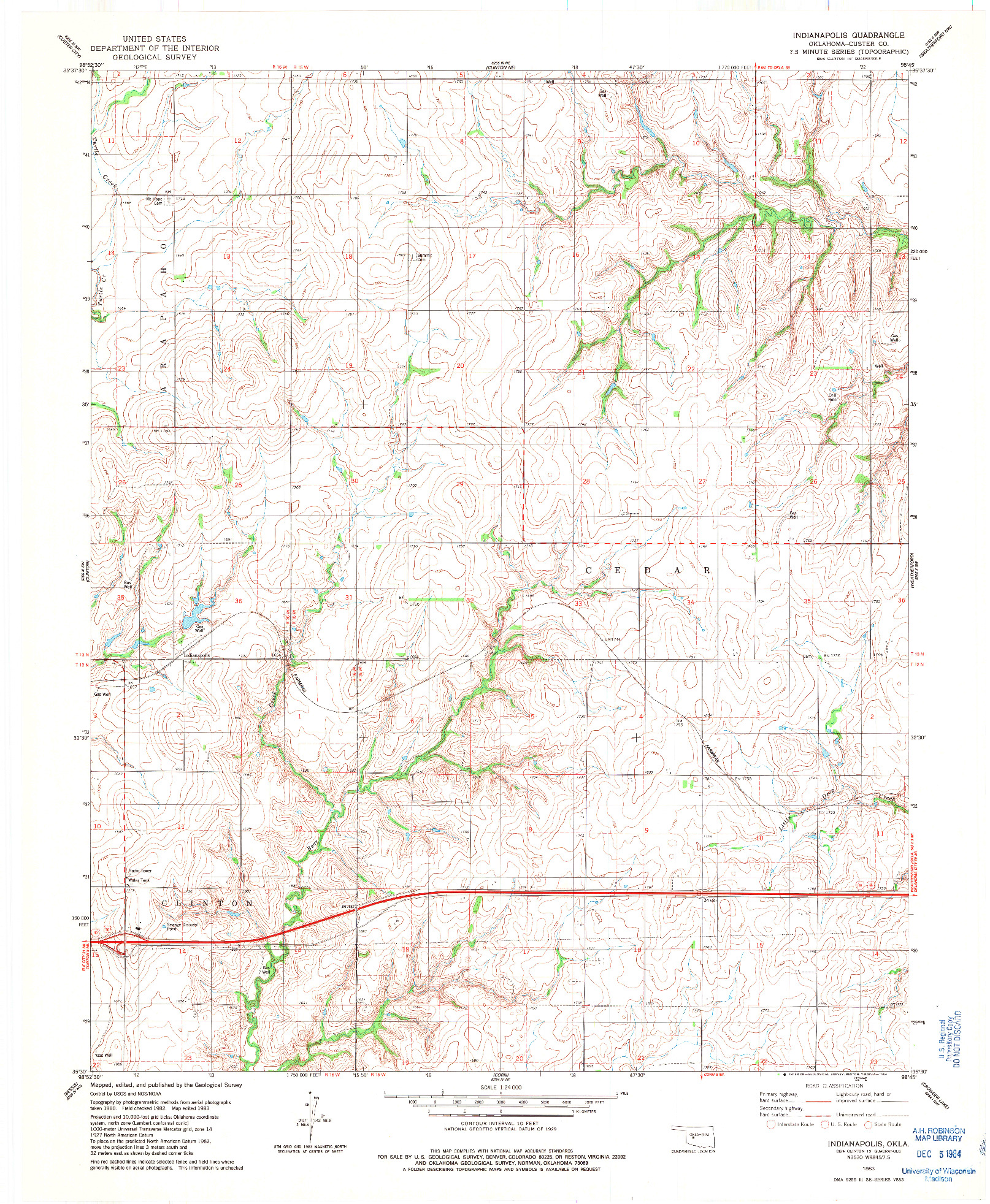 USGS 1:24000-SCALE QUADRANGLE FOR INDIANAPOLIS, OK 1983