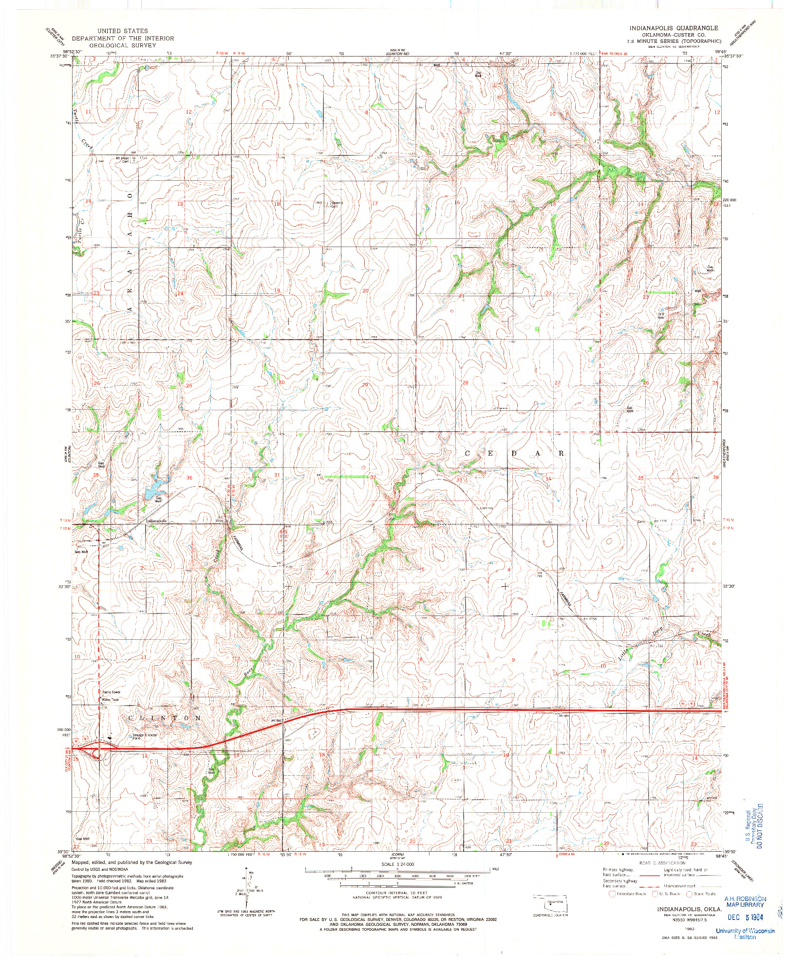 USGS 1:24000-SCALE QUADRANGLE FOR INDIANAPOLIS, OK 1983