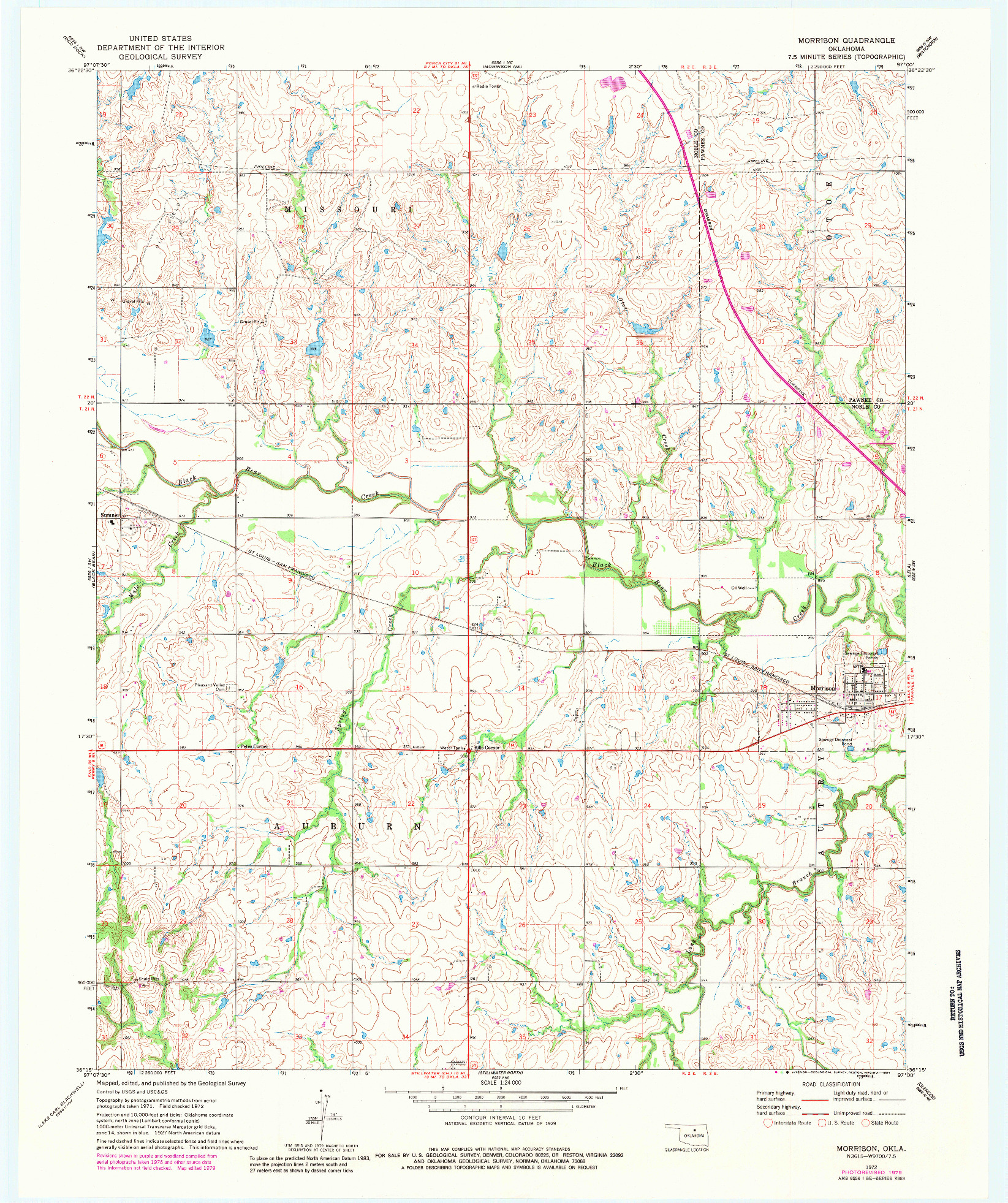 USGS 1:24000-SCALE QUADRANGLE FOR MORRISON, OK 1972