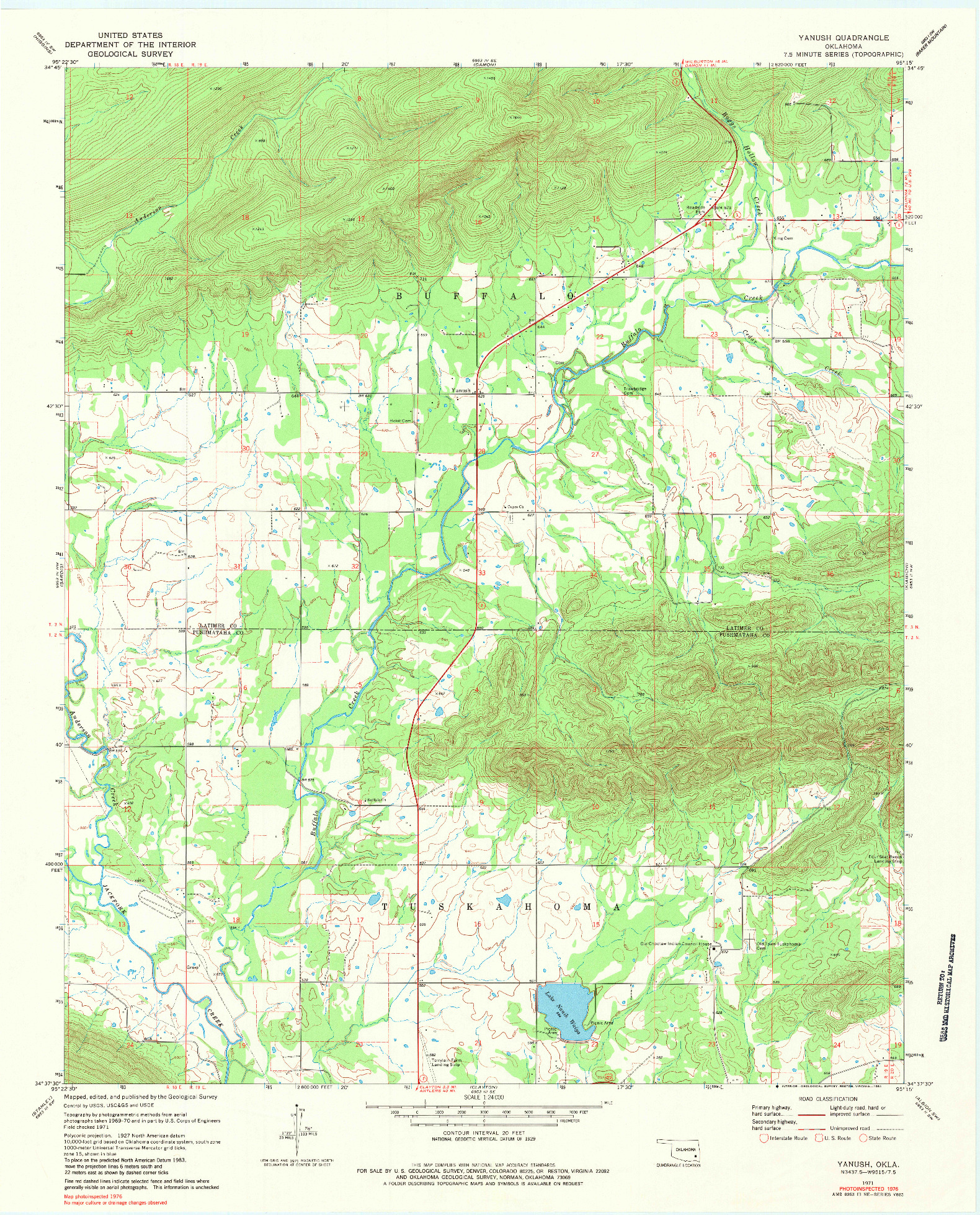 USGS 1:24000-SCALE QUADRANGLE FOR YANUSH, OK 1971