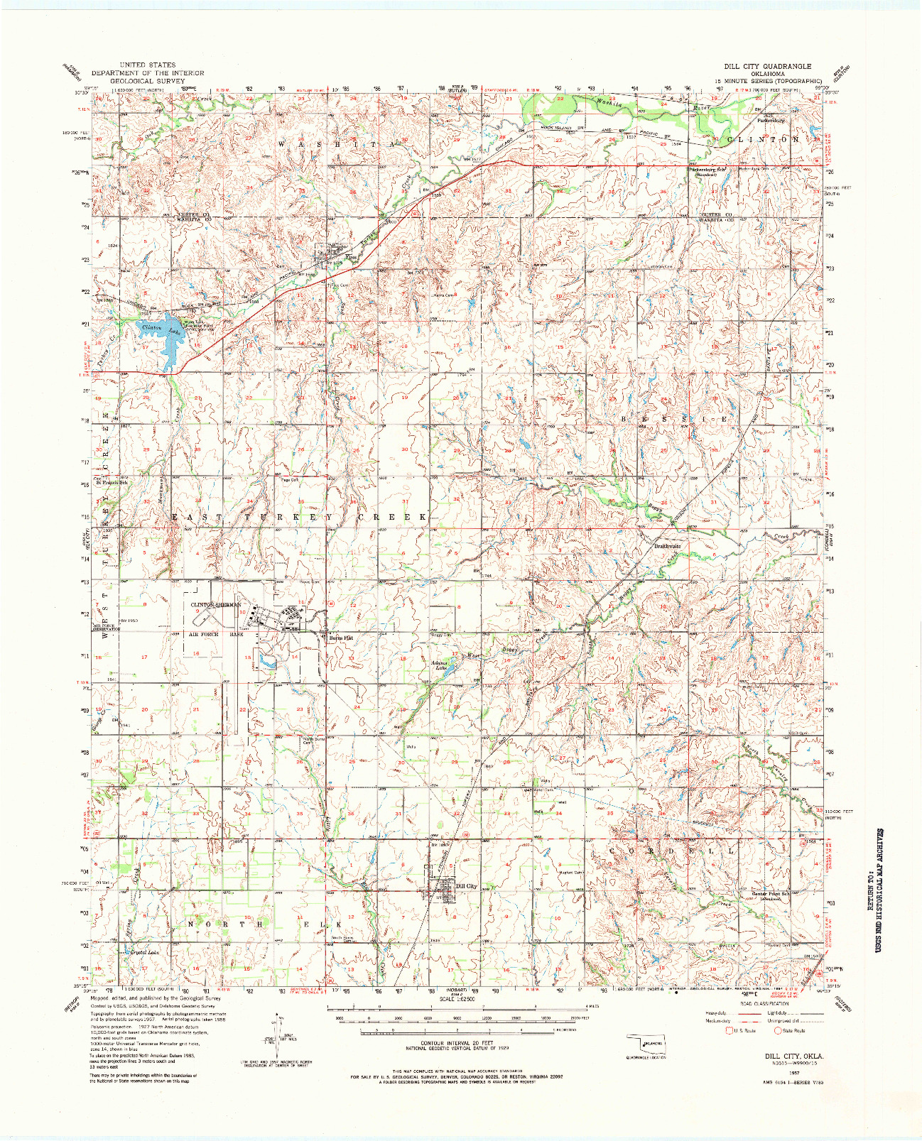 USGS 1:62500-SCALE QUADRANGLE FOR DILL CITY, OK 1957