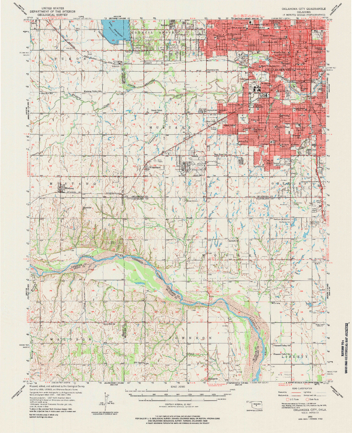 USGS 1:62500-SCALE QUADRANGLE FOR OKLAHOMA CITY, OK 1956
