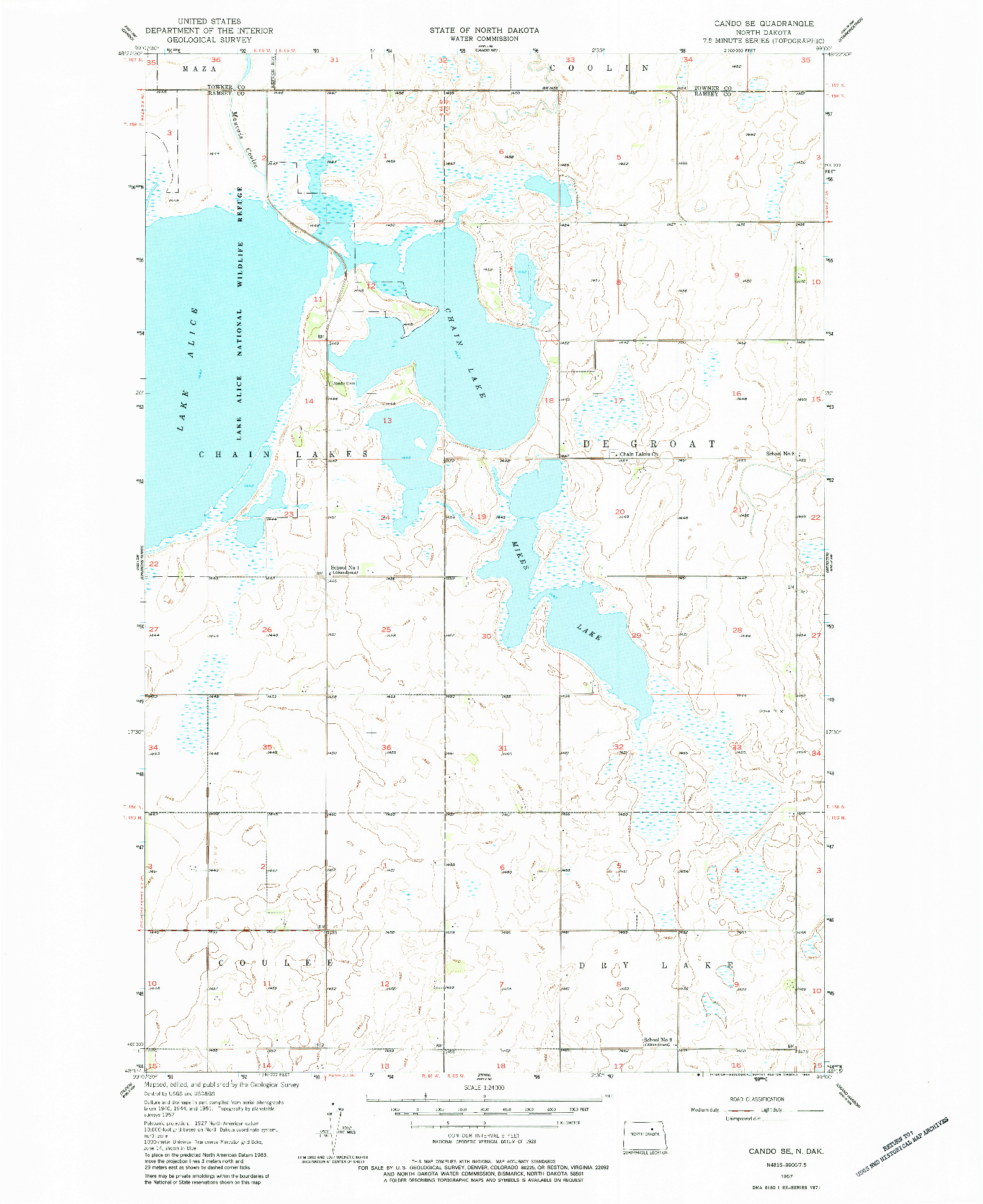 USGS 1:24000-SCALE QUADRANGLE FOR CANDO SE, ND 1957