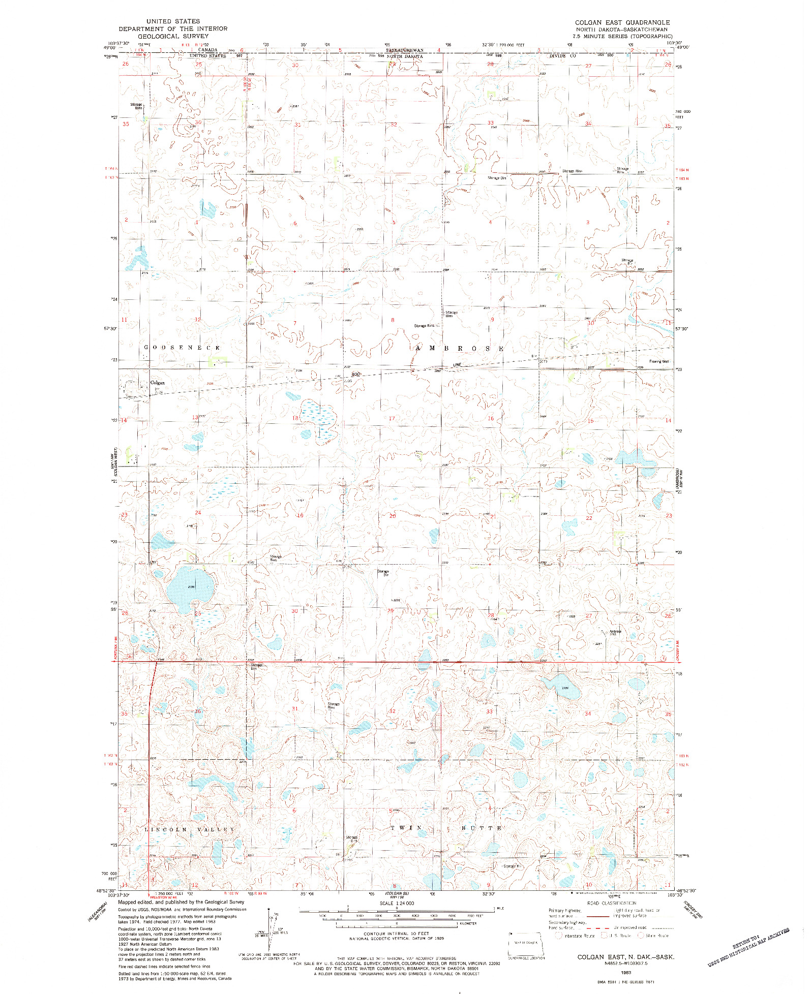USGS 1:24000-SCALE QUADRANGLE FOR COLGAN EAST, ND 1983