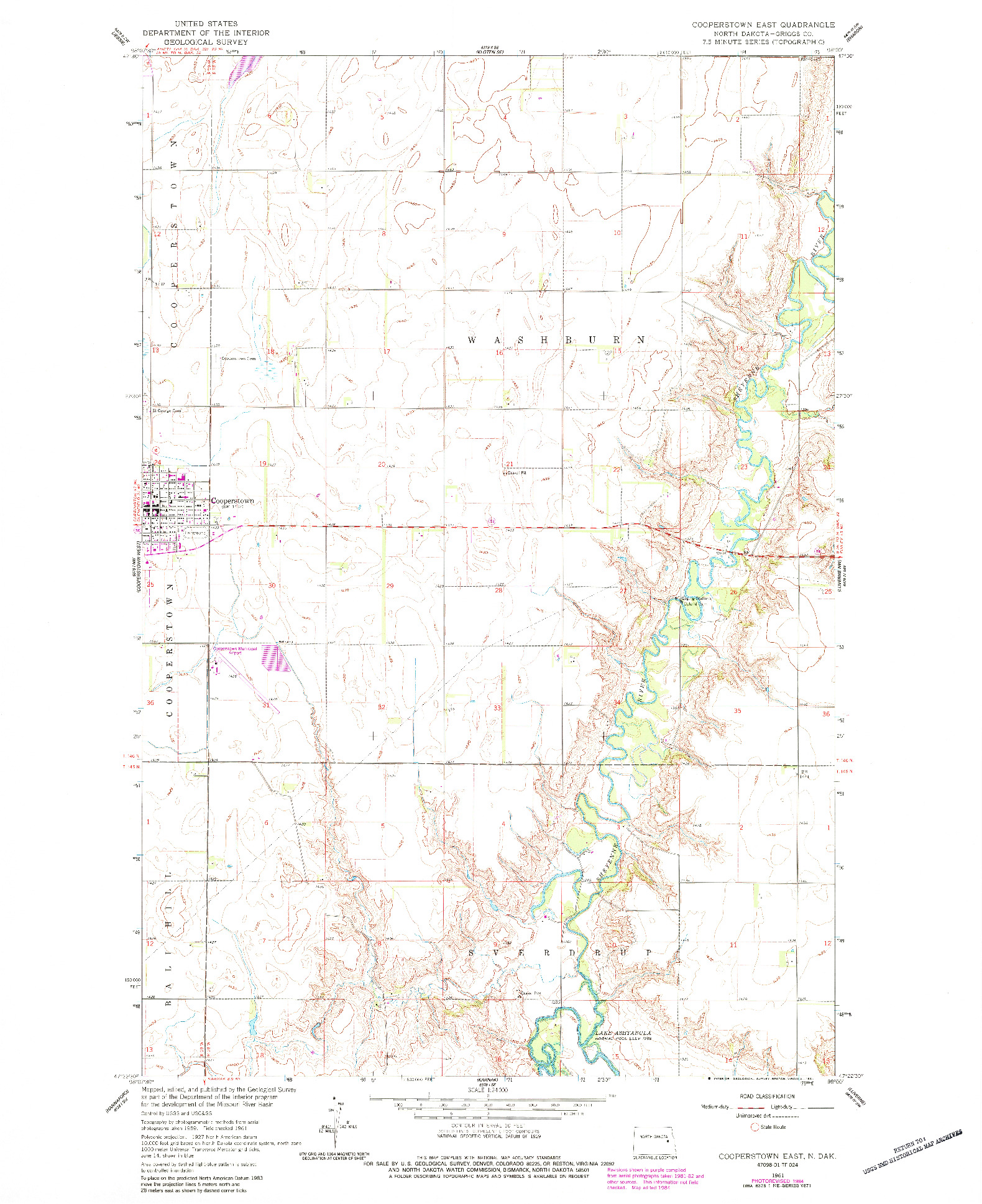 USGS 1:24000-SCALE QUADRANGLE FOR COOPERSTOWN EAST, ND 1961