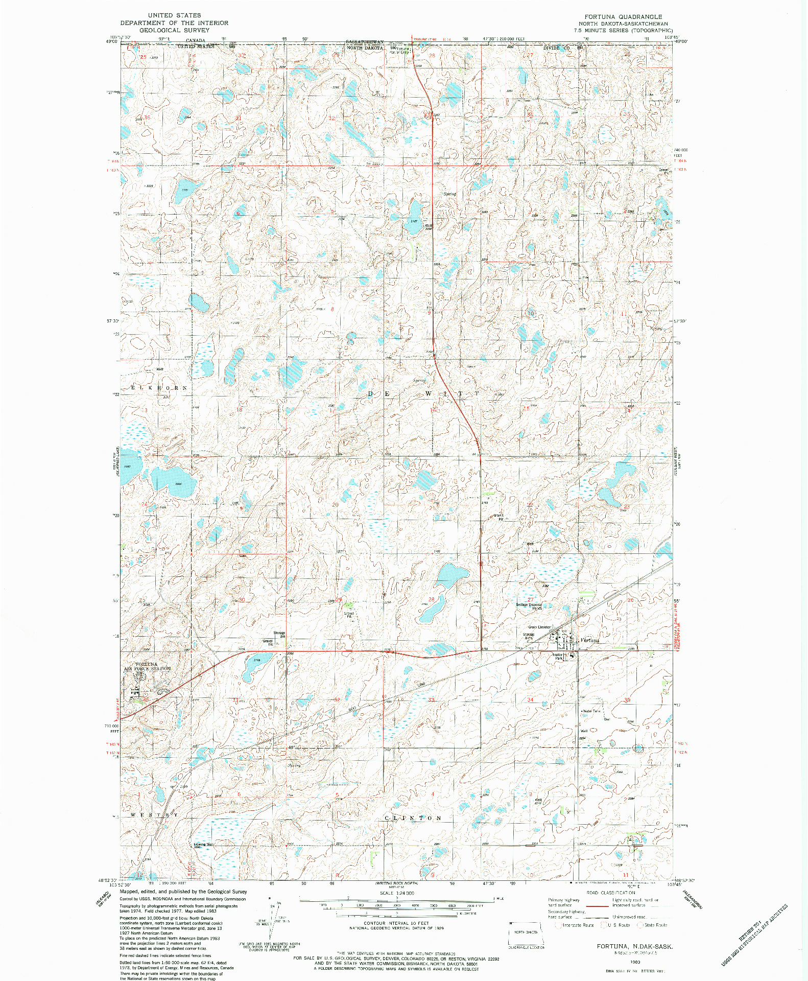 USGS 1:24000-SCALE QUADRANGLE FOR FORTUNA, ND 1983