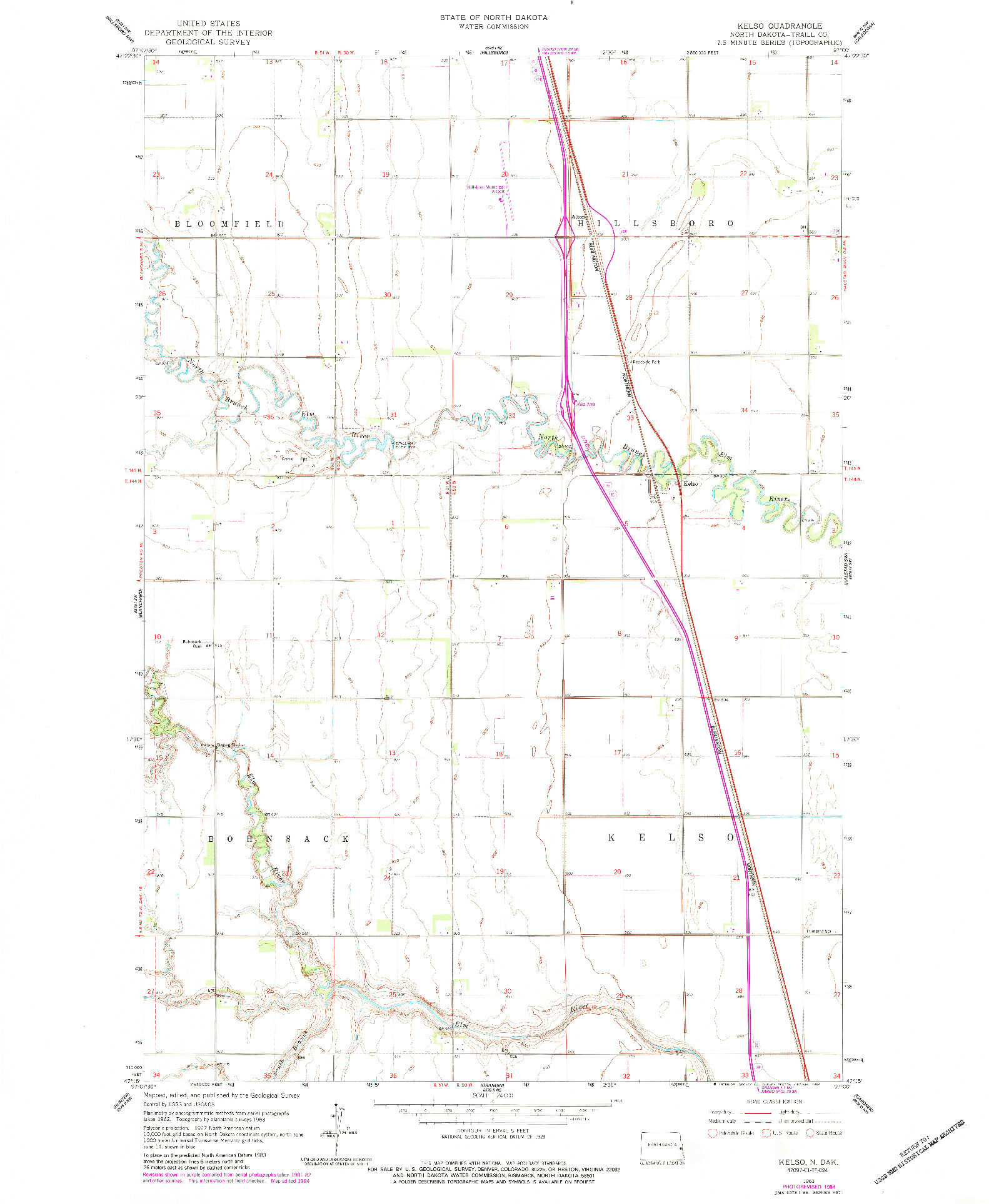 USGS 1:24000-SCALE QUADRANGLE FOR KELSO, ND 1963