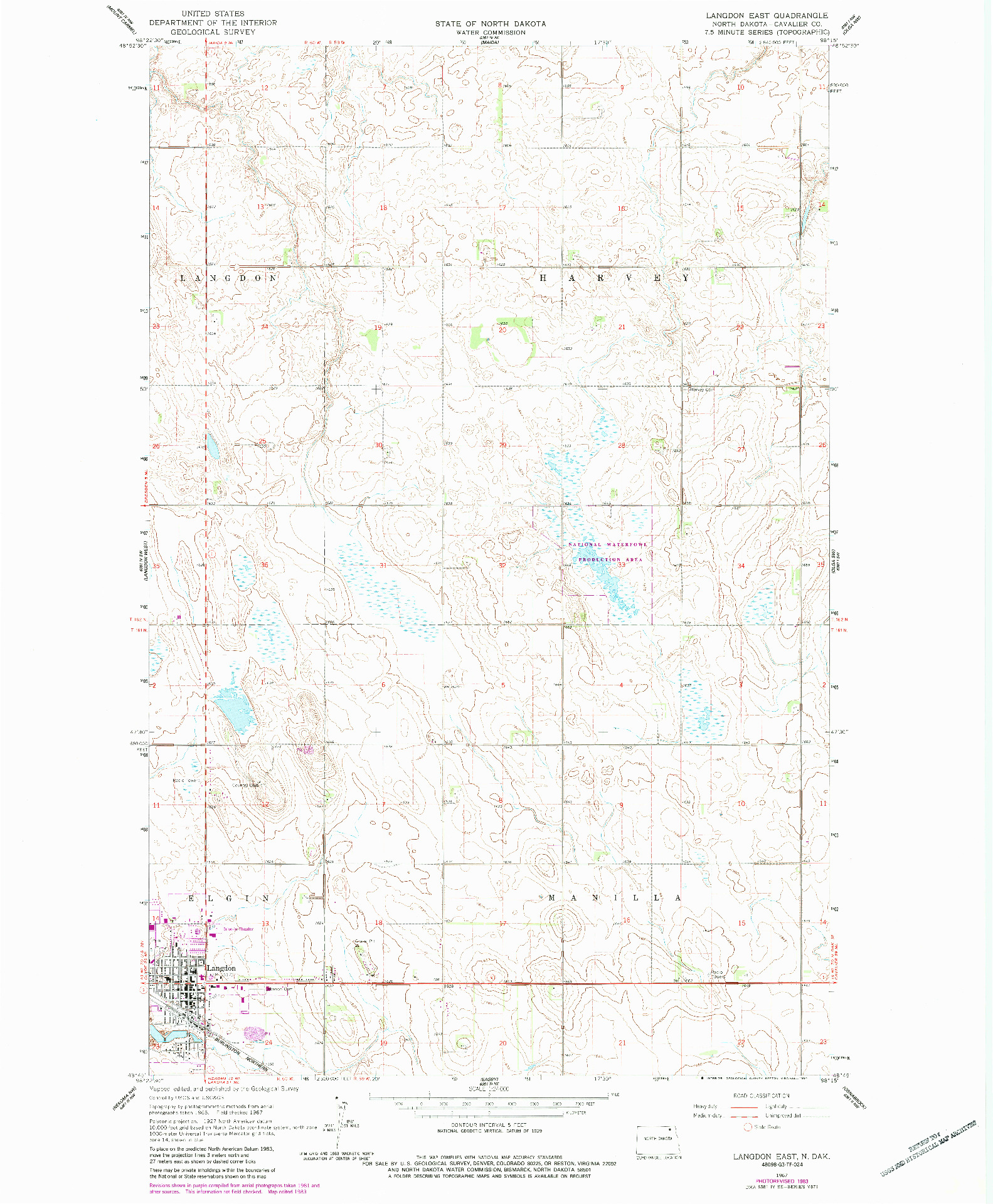 USGS 1:24000-SCALE QUADRANGLE FOR LANGDON EAST, ND 1967