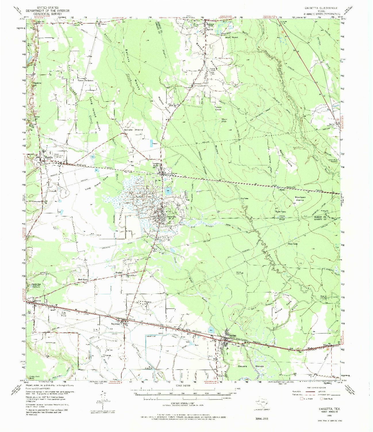 USGS 1:62500-SCALE QUADRANGLE FOR DAISETTA, TX 1955