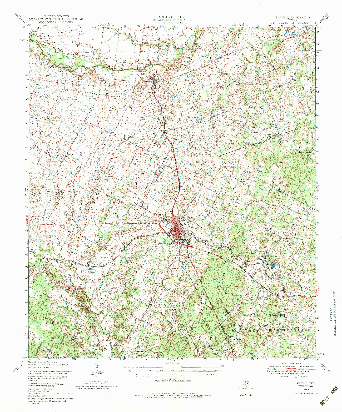 USGS 1:62500-SCALE QUADRANGLE FOR ELGIN, TX 1948