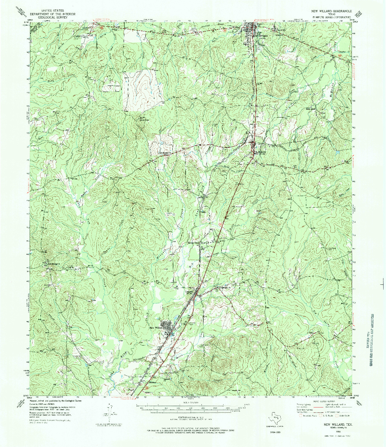 USGS 1:62500-SCALE QUADRANGLE FOR NEW WILLARD, TX 1955