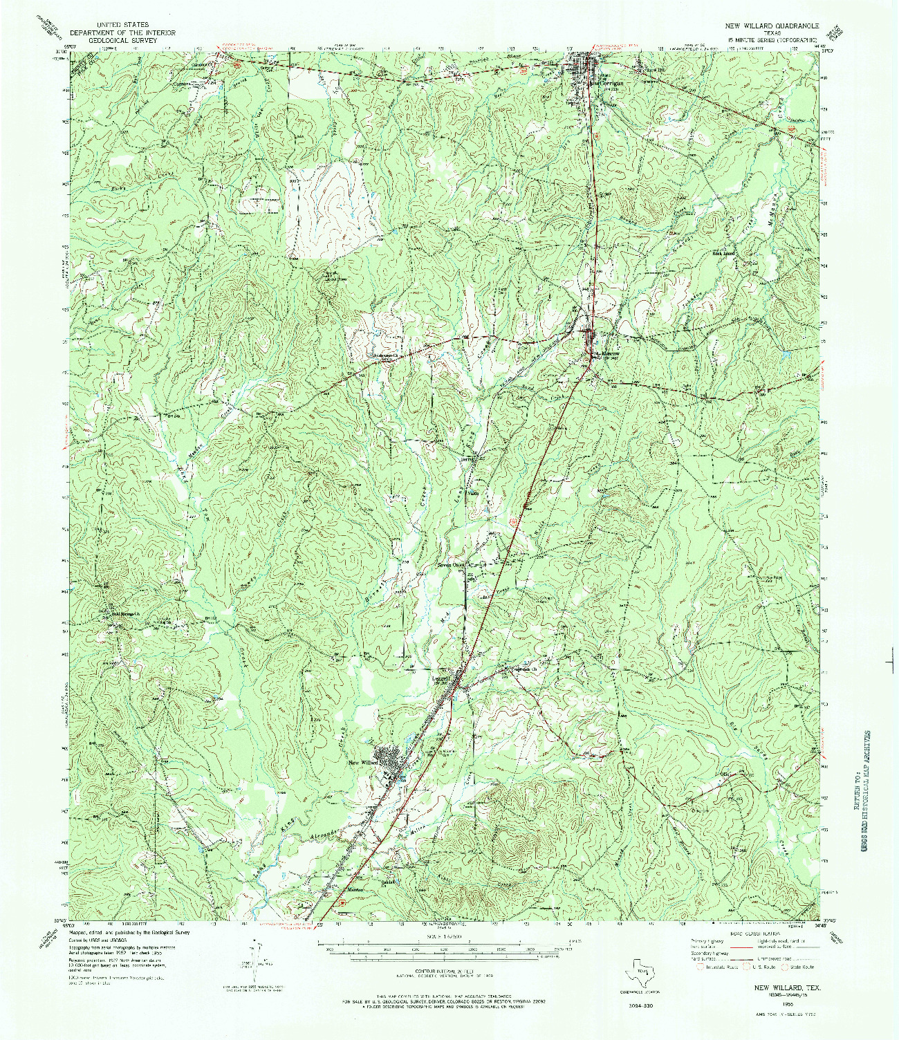 USGS 1:62500-SCALE QUADRANGLE FOR NEW WILLARD, TX 1955