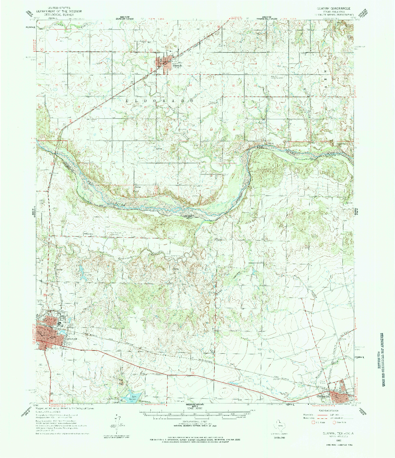 USGS 1:62500-SCALE QUADRANGLE FOR QUANAH, TX 1960