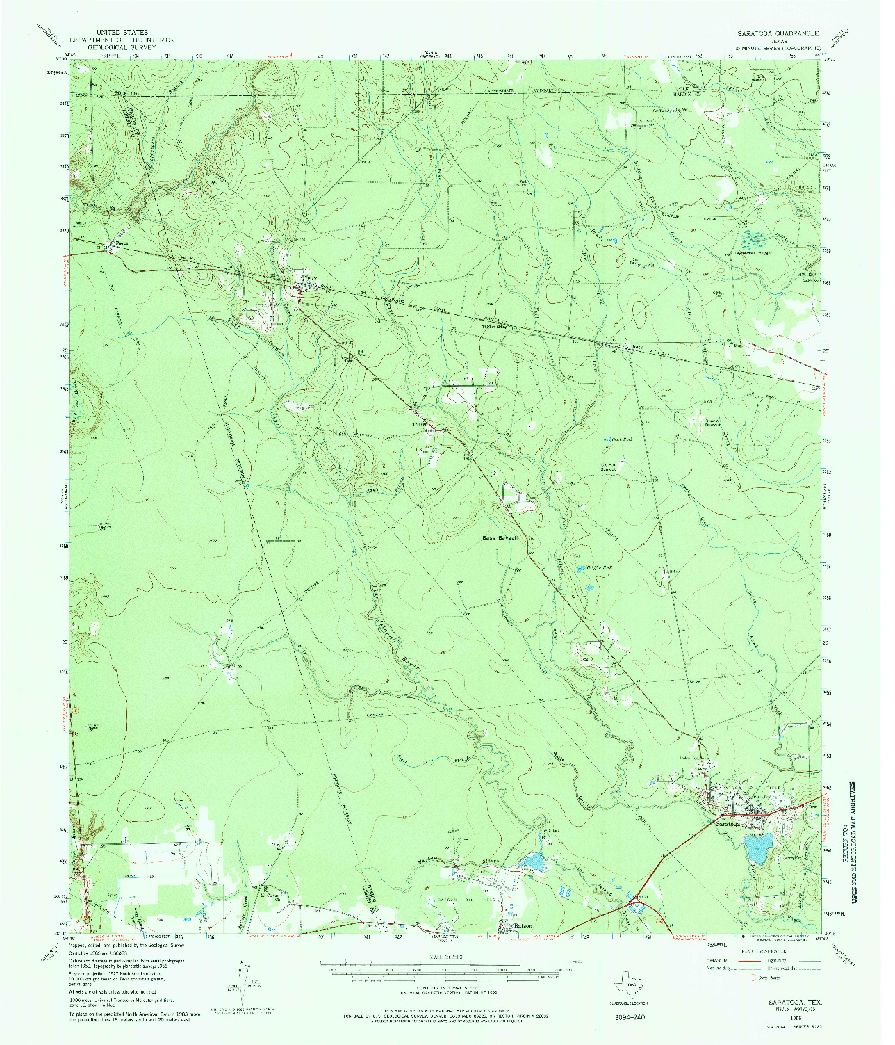 USGS 1:62500-SCALE QUADRANGLE FOR SARAGOSA, TX 1955