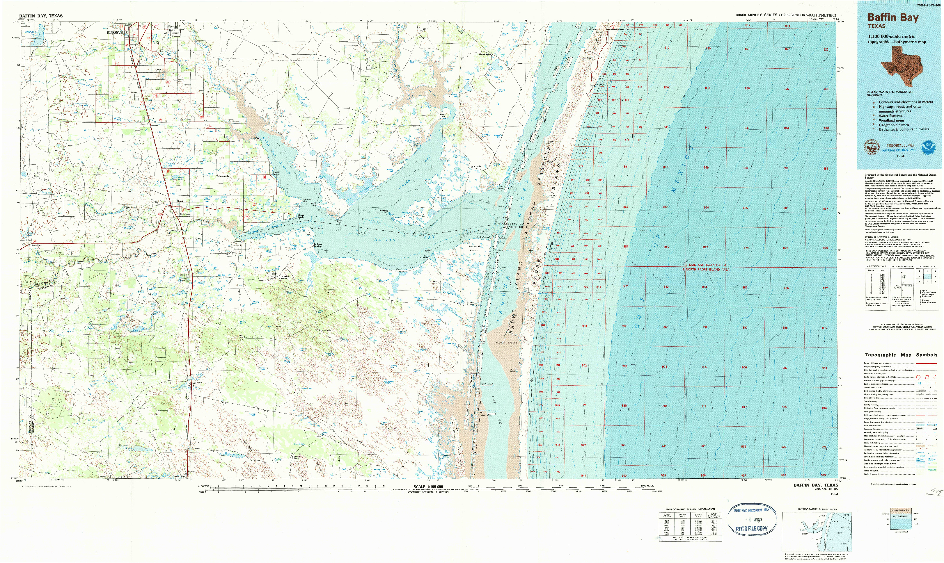 USGS 1:100000-SCALE QUADRANGLE FOR BAFFIN BAY, TX 1984