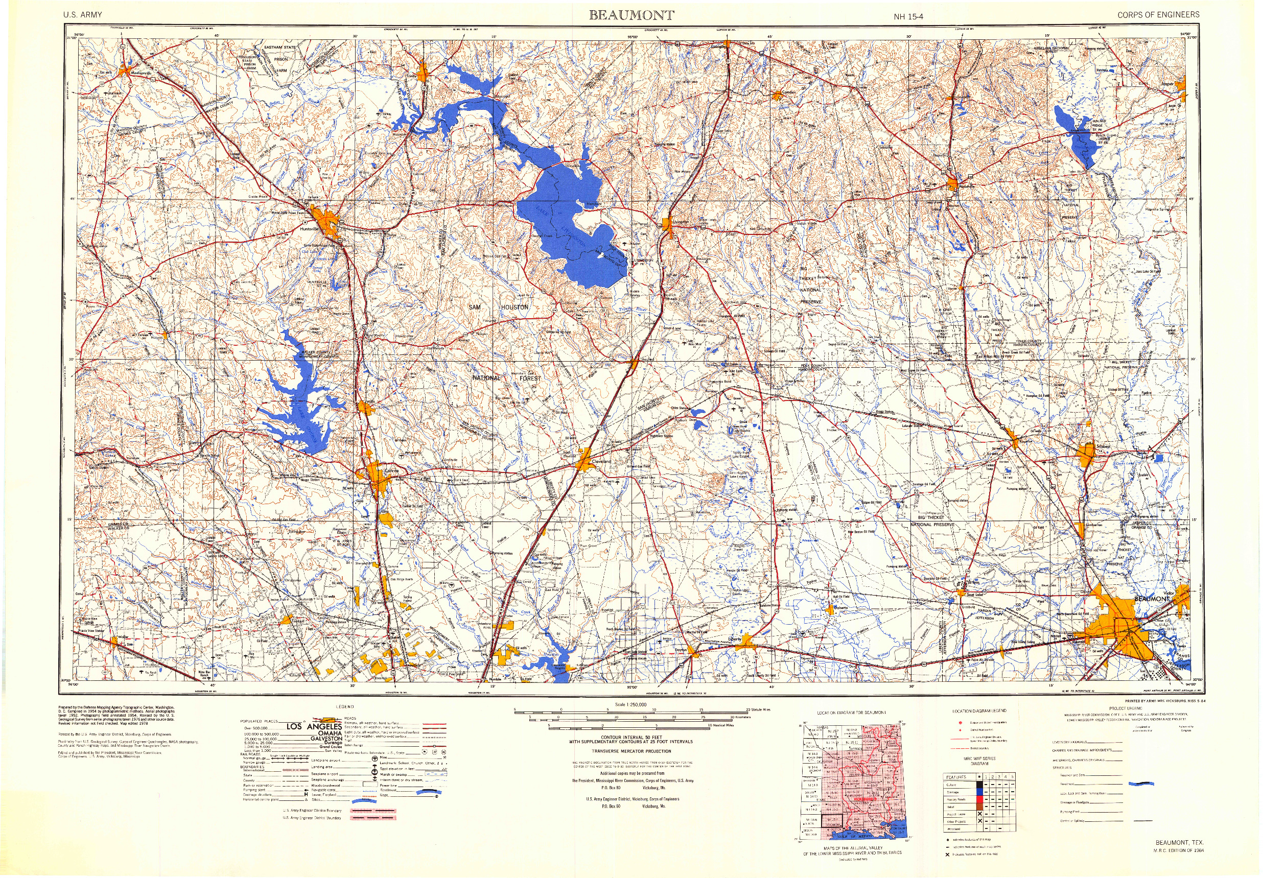 USGS 1:250000-SCALE QUADRANGLE FOR BEAUMONT, TX 1984