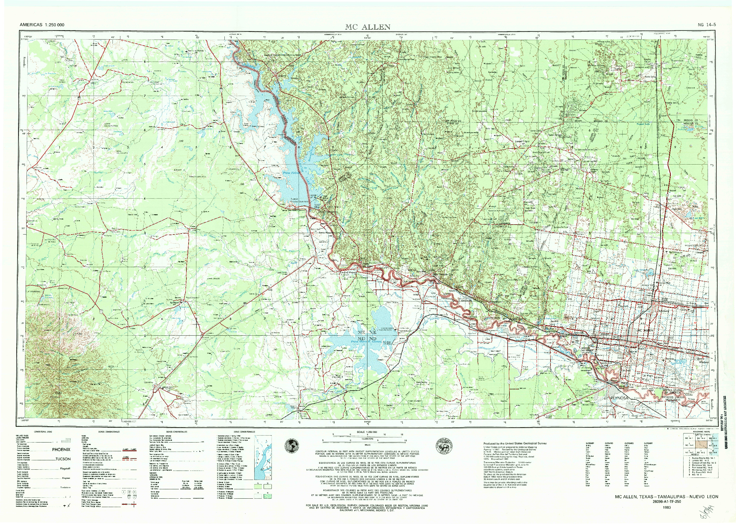 USGS 1:250000-SCALE QUADRANGLE FOR MC ALLEN, TX 1983