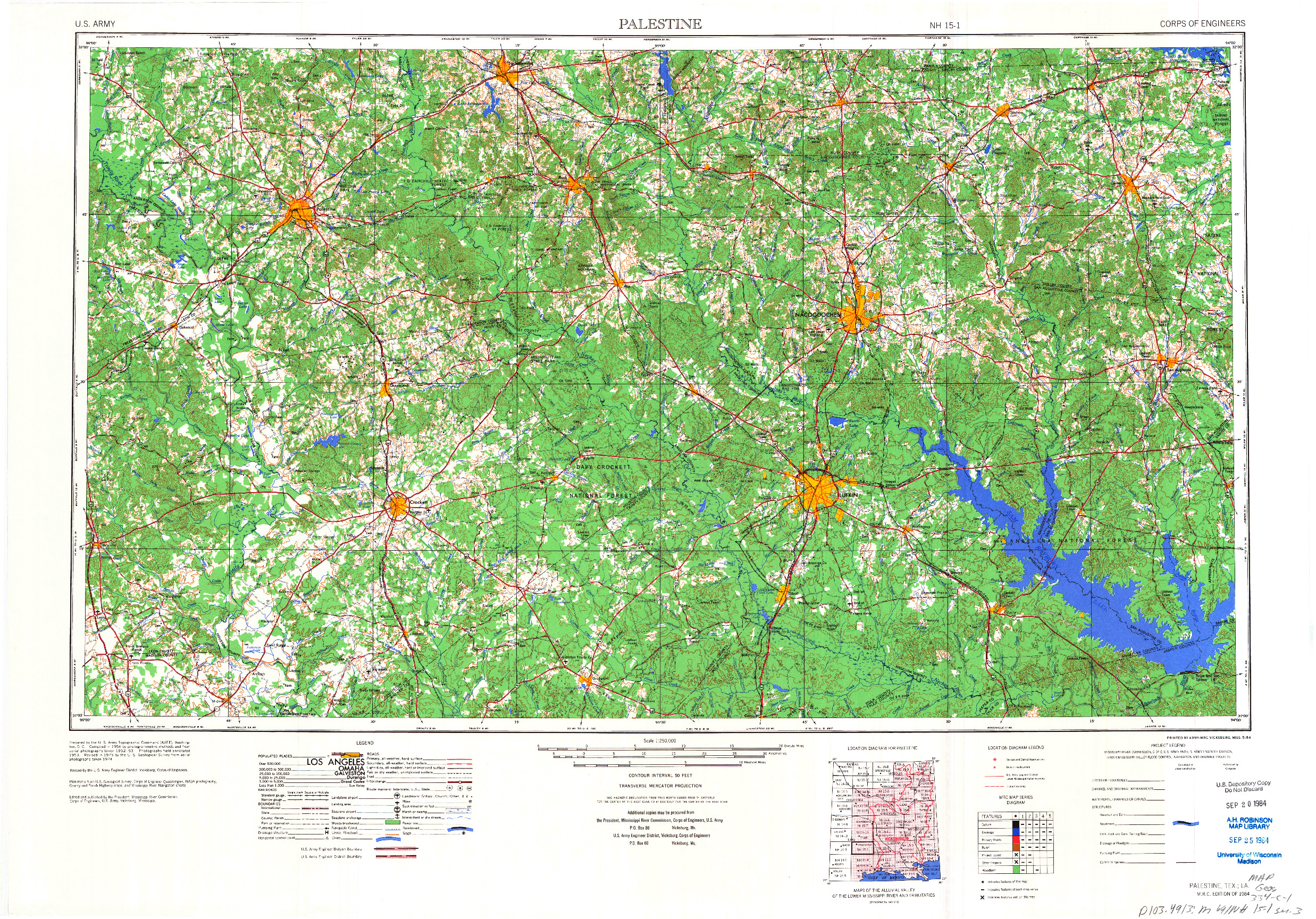 USGS 1:250000-SCALE QUADRANGLE FOR PALESTINE, TX 1984